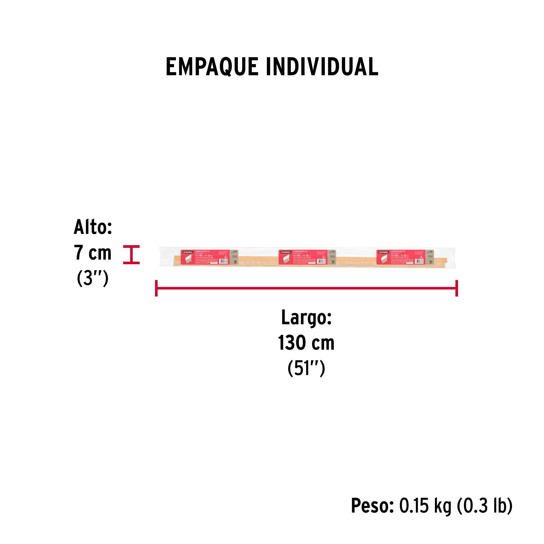 Guardapolvo fijo de 120 cm, dorado, HERMEX - Empaque
