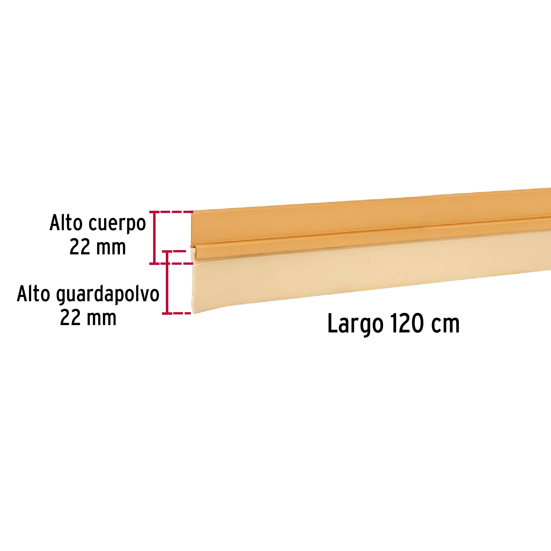 Guardapolvo fijo de 120 cm, dorado, HERMEX
