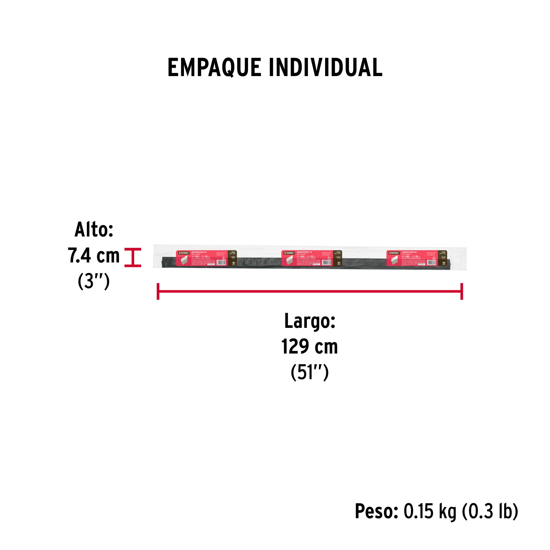 Guardapolvo fijo de 120 cm, negro, HERMEX - Empaque