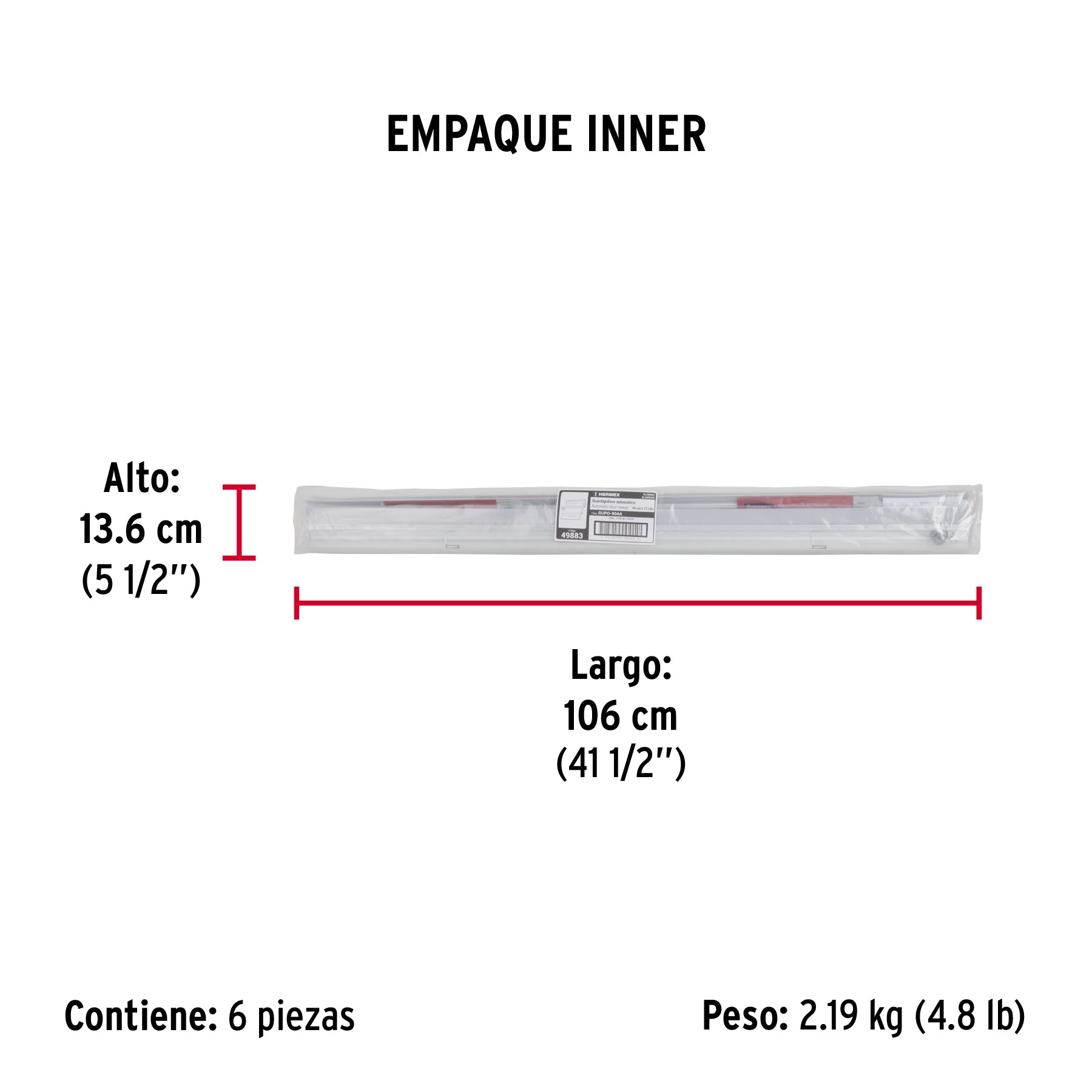 Guardapolvo automático 90 cm aluminio, HERMEX - Empaque