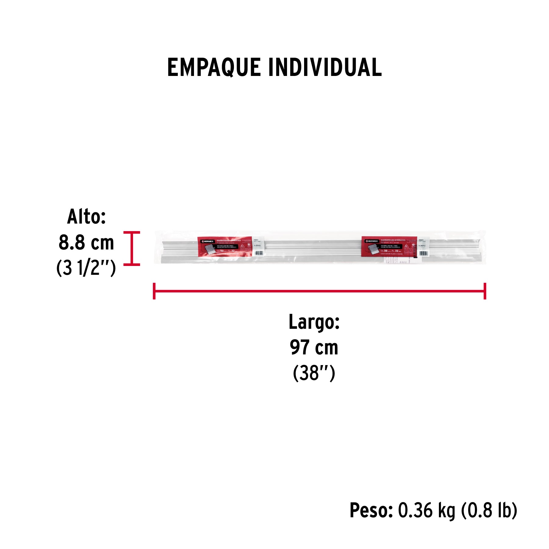 Guardapolvo automático 90 cm aluminio, HERMEX - Empaque