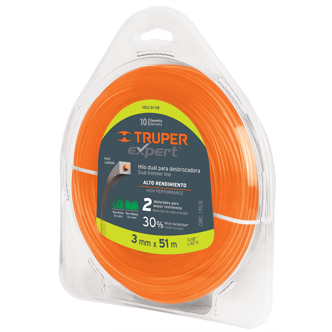 Hilo para desbrozadora dual, en blíster, 15 m, 0.065"
