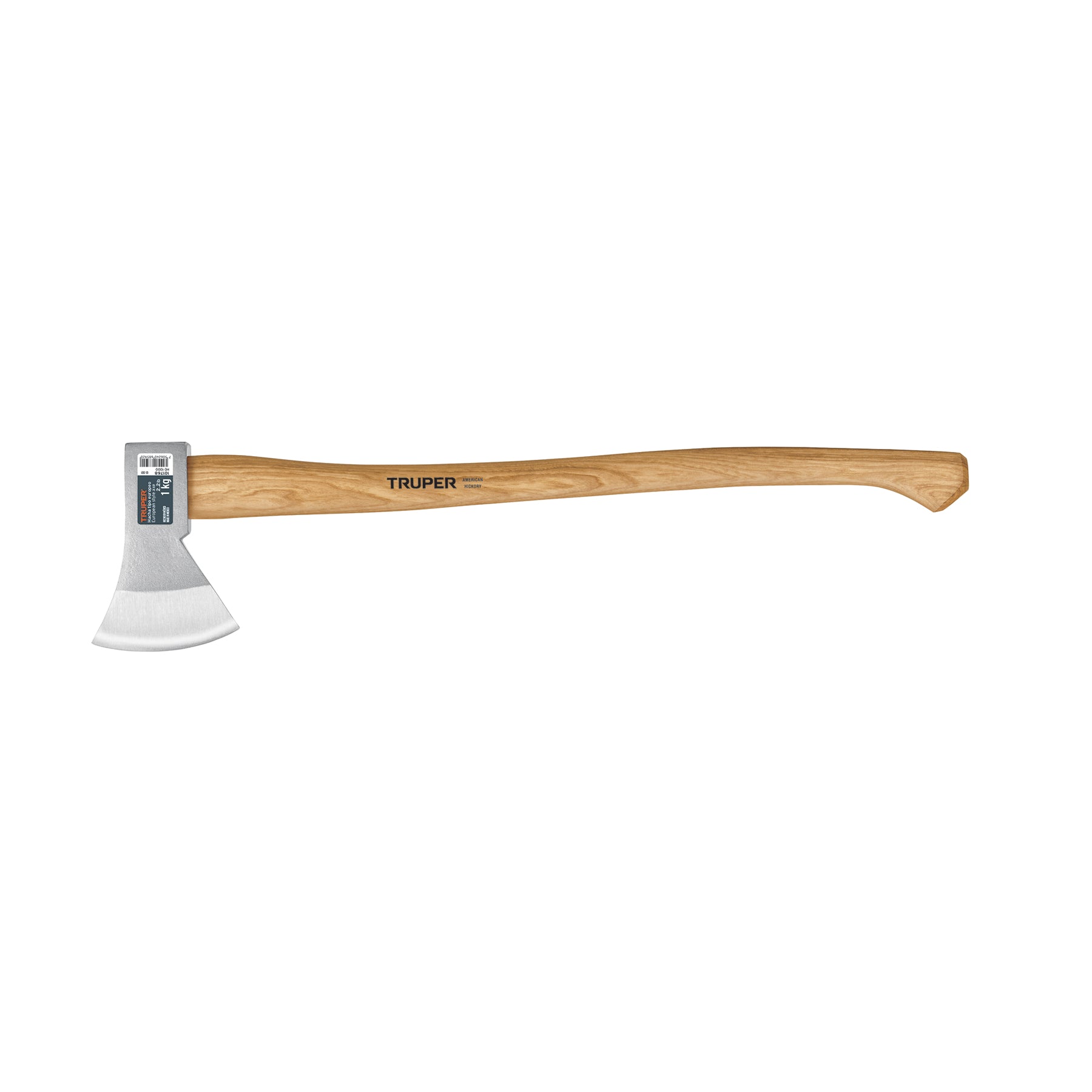 Hacha europea 1000 g, mango hickory 28", TRUPER