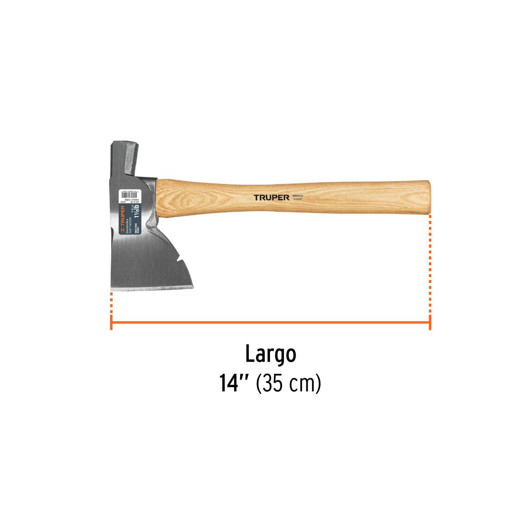 Hacha Doméstica 1-1/2 lb, mango hickory 14", TRUPER