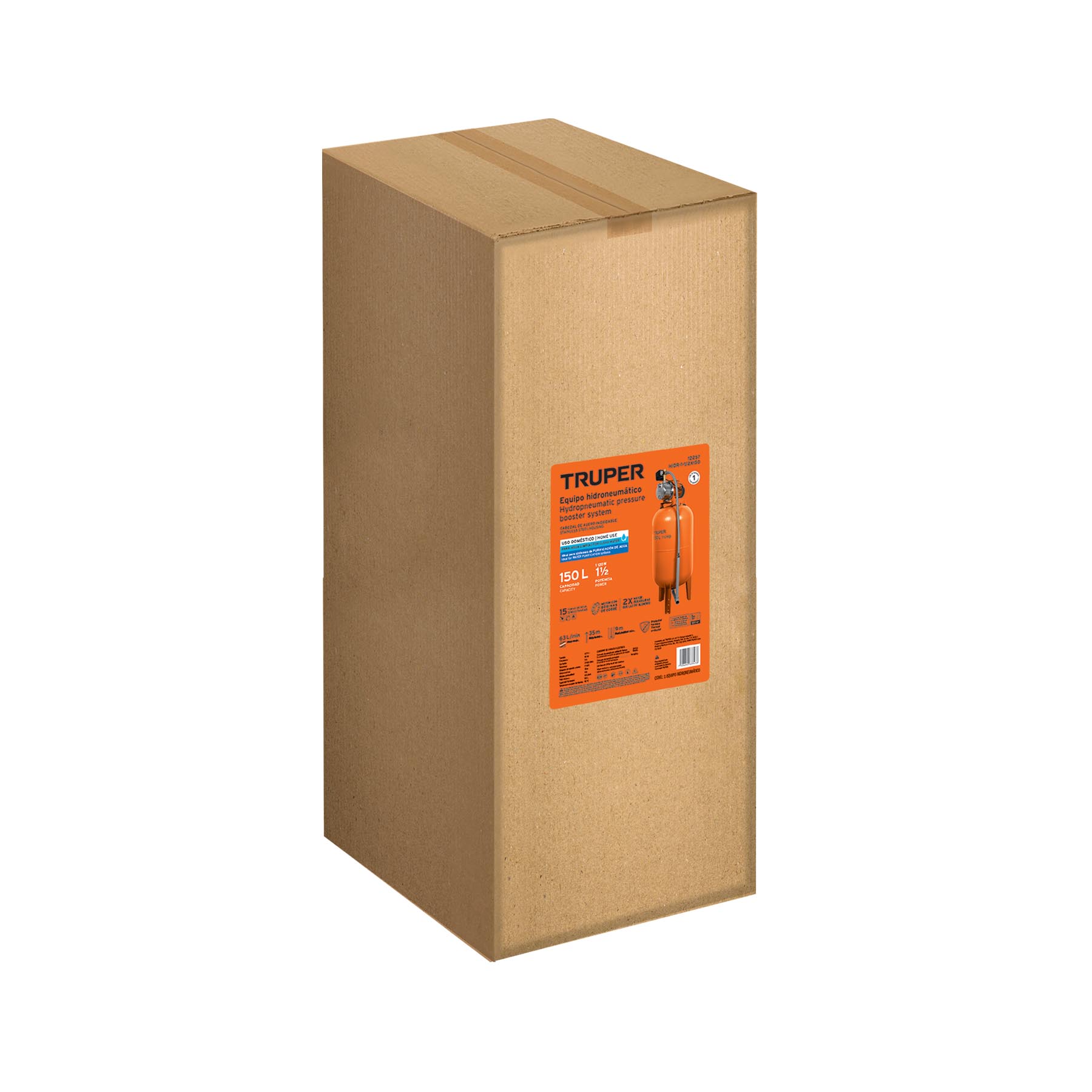 Equipo hidroneumático 150L, jet inoxidable 1-1/2 HP, TRUPER