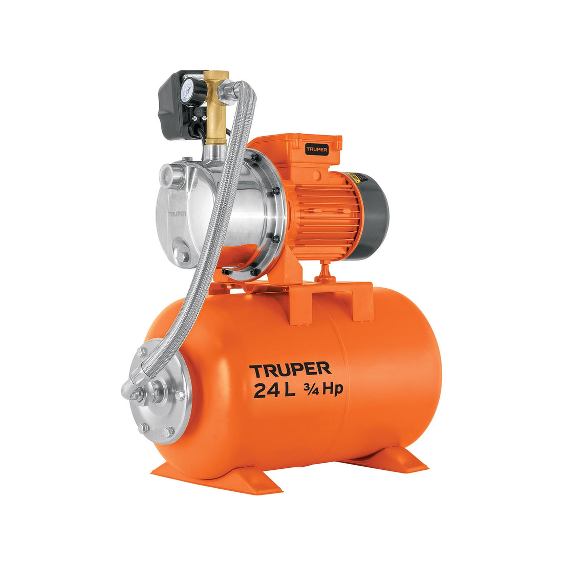 Equipo hidroneumático 24L, jet inoxidable 3/4 HP, TRUPER
