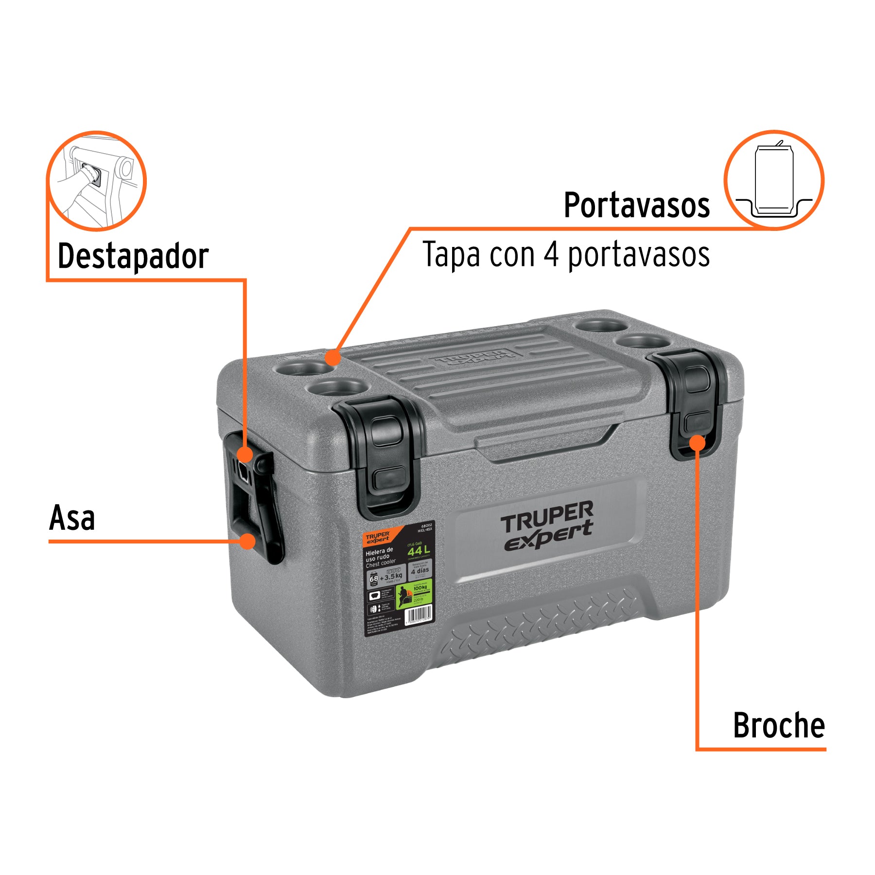 Hielera de 44 L, TRUPER EXPERT