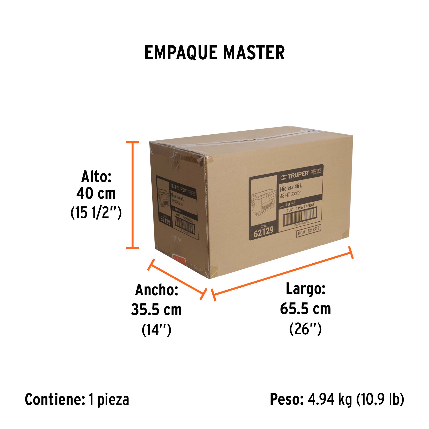 Hielera de 46 L, TRUPER - Empaque