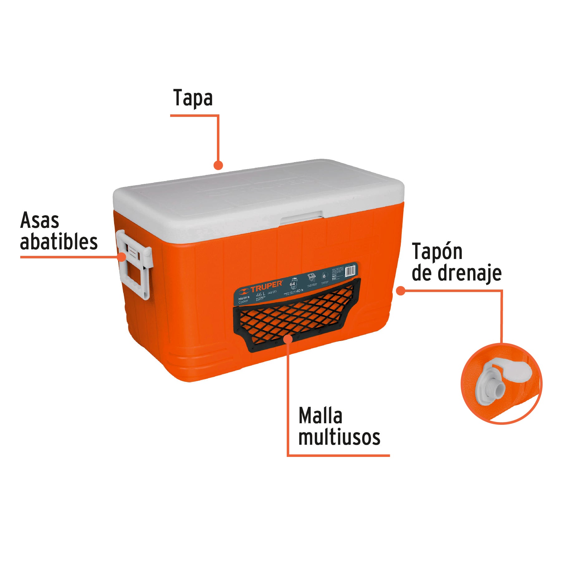 Hielera de 46 L, TRUPER