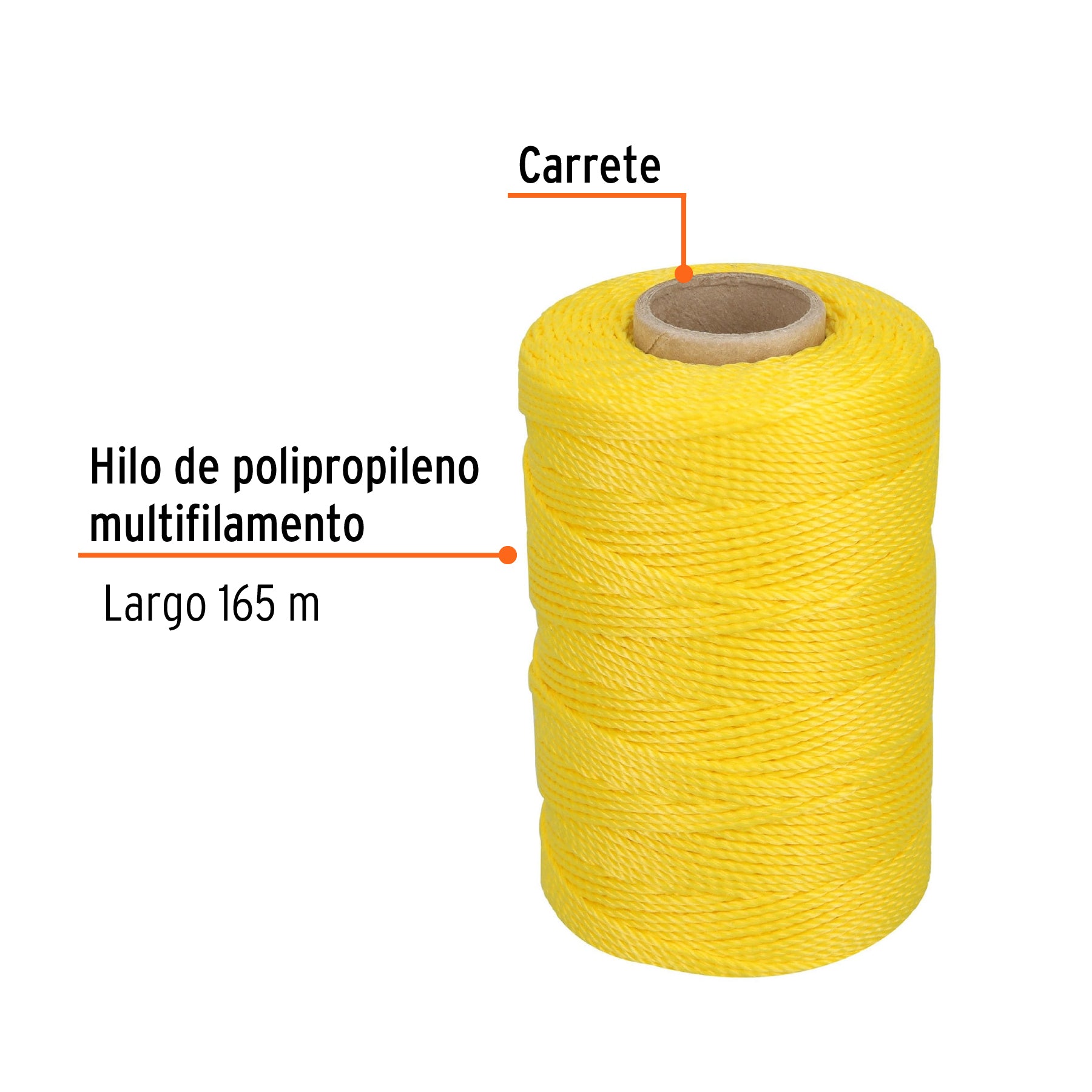 Carrete con 165 m de hilo para albañil amarillo, TRUPER
