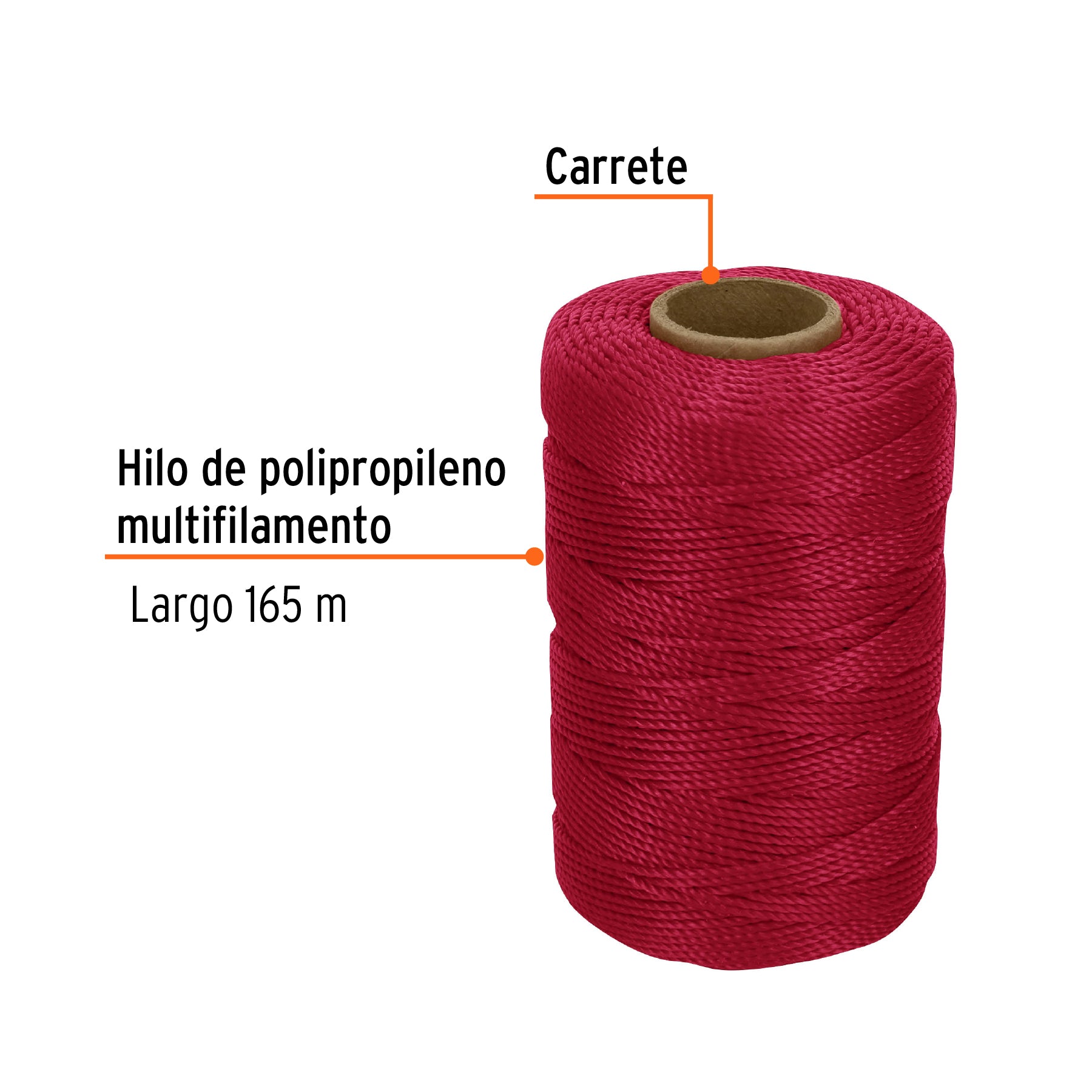 Carrete con 165 m de hilo para albañil rojo, TRUPER