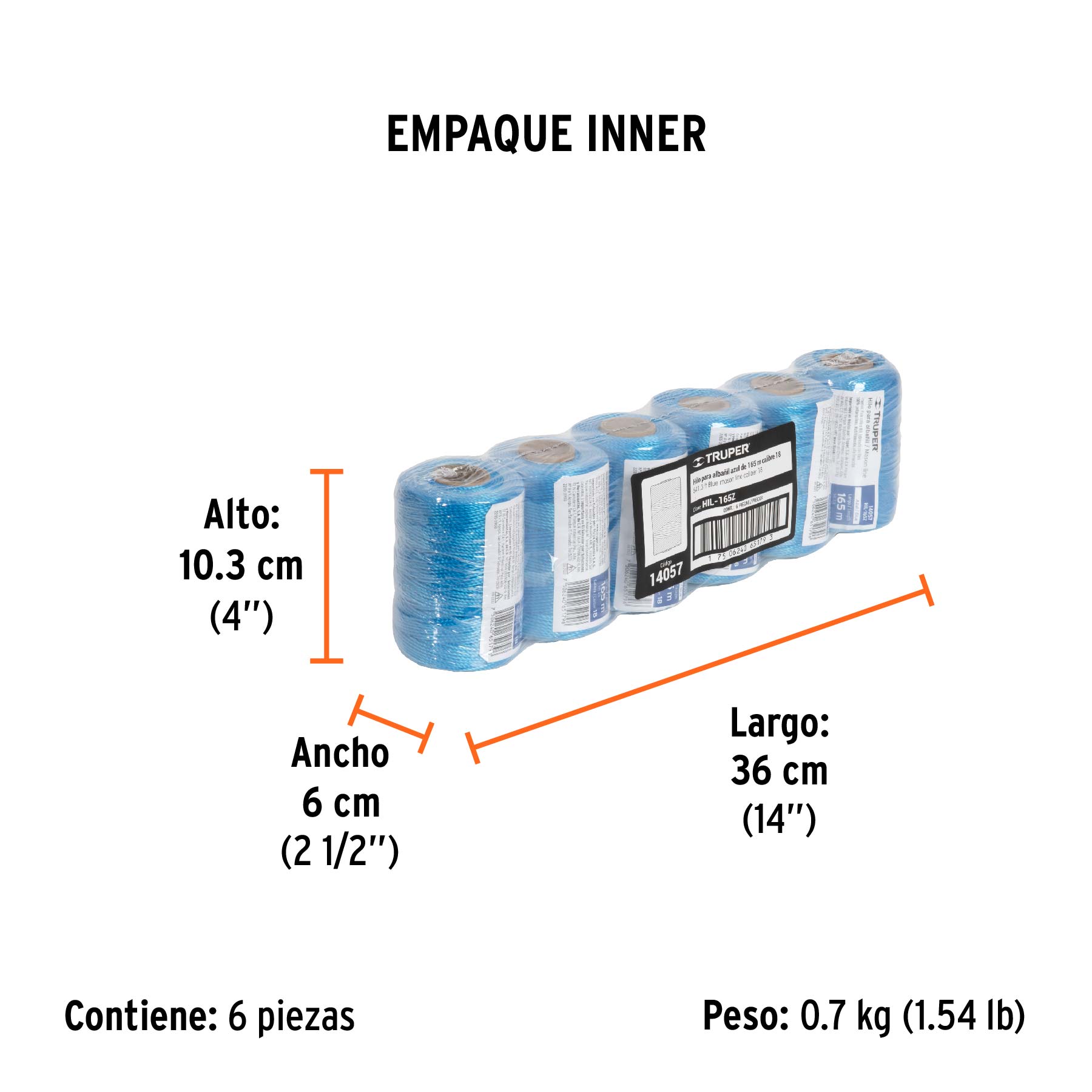 Carrete con 165 m de hilo para albañil azul, TRUPER - Empaque
