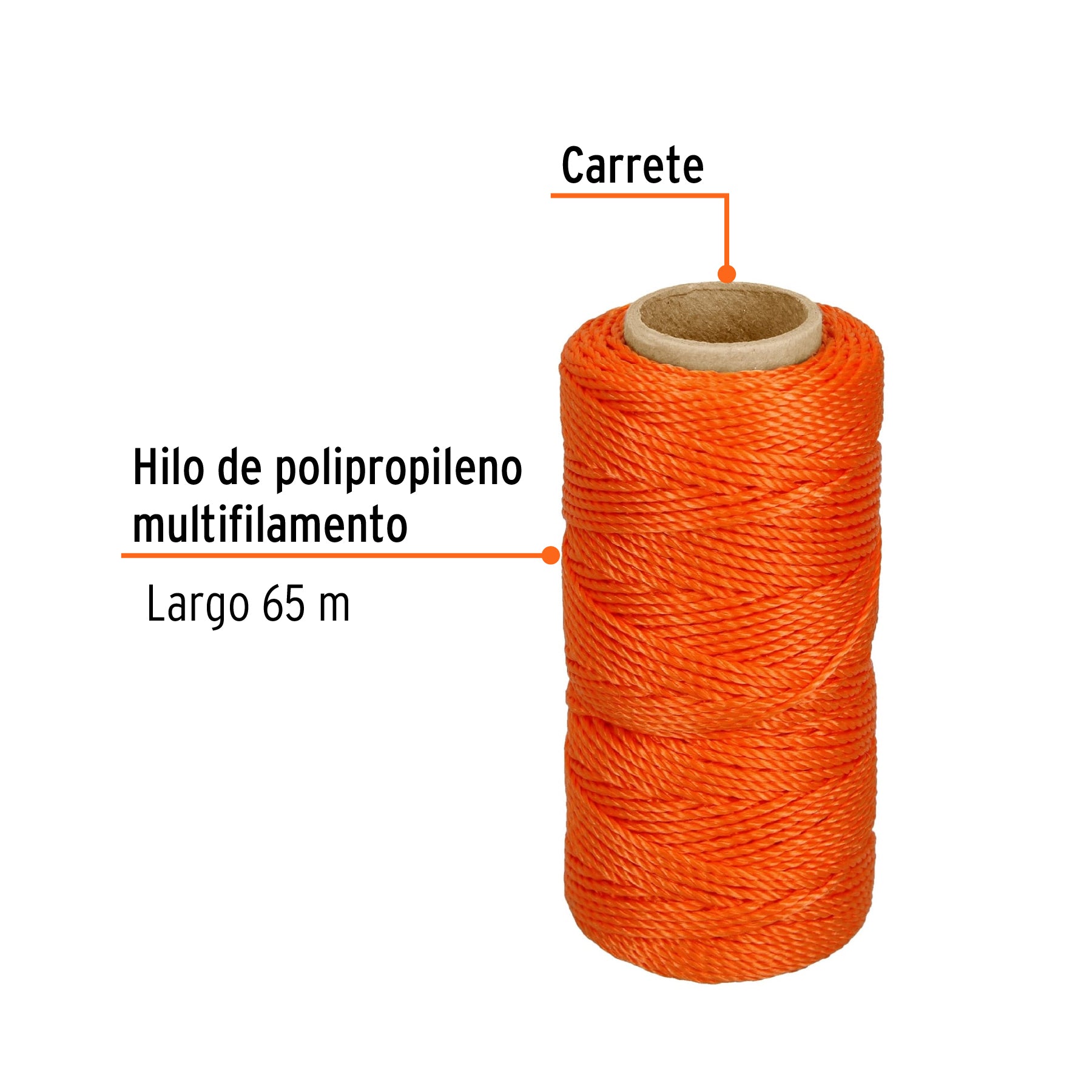 Carrete con 65 m de hilo para albañil naranja, TRUPER