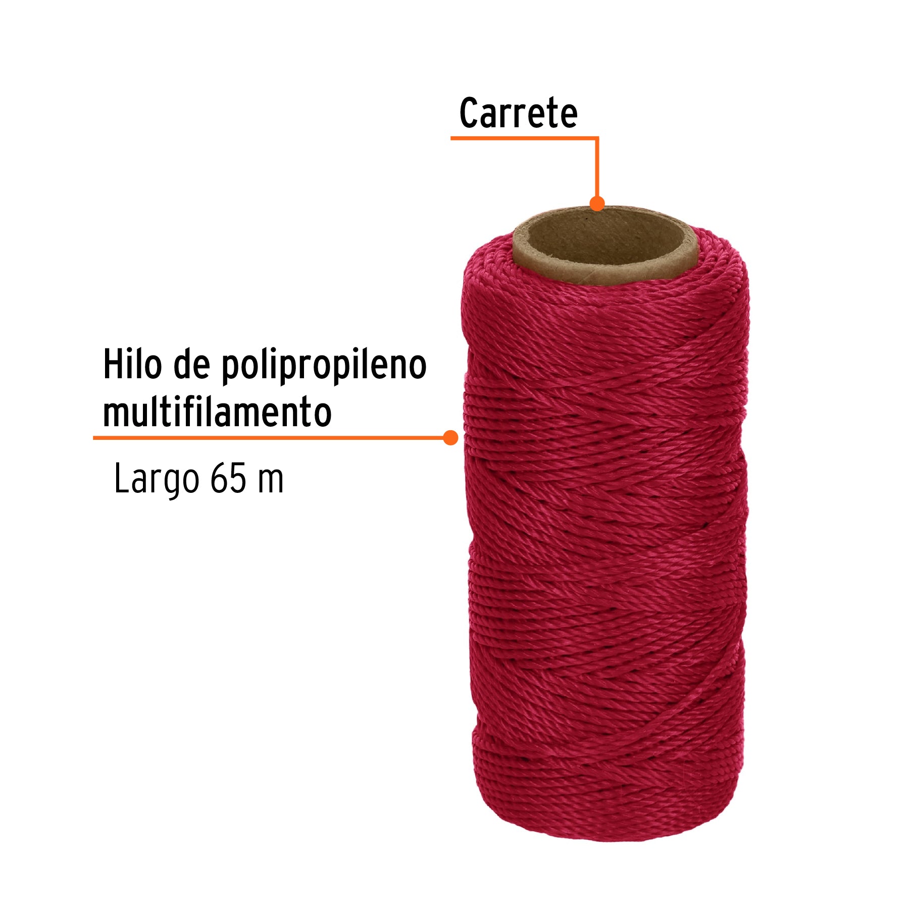 Carrete con 65 m de hilo para albañil rojo, TRUPER