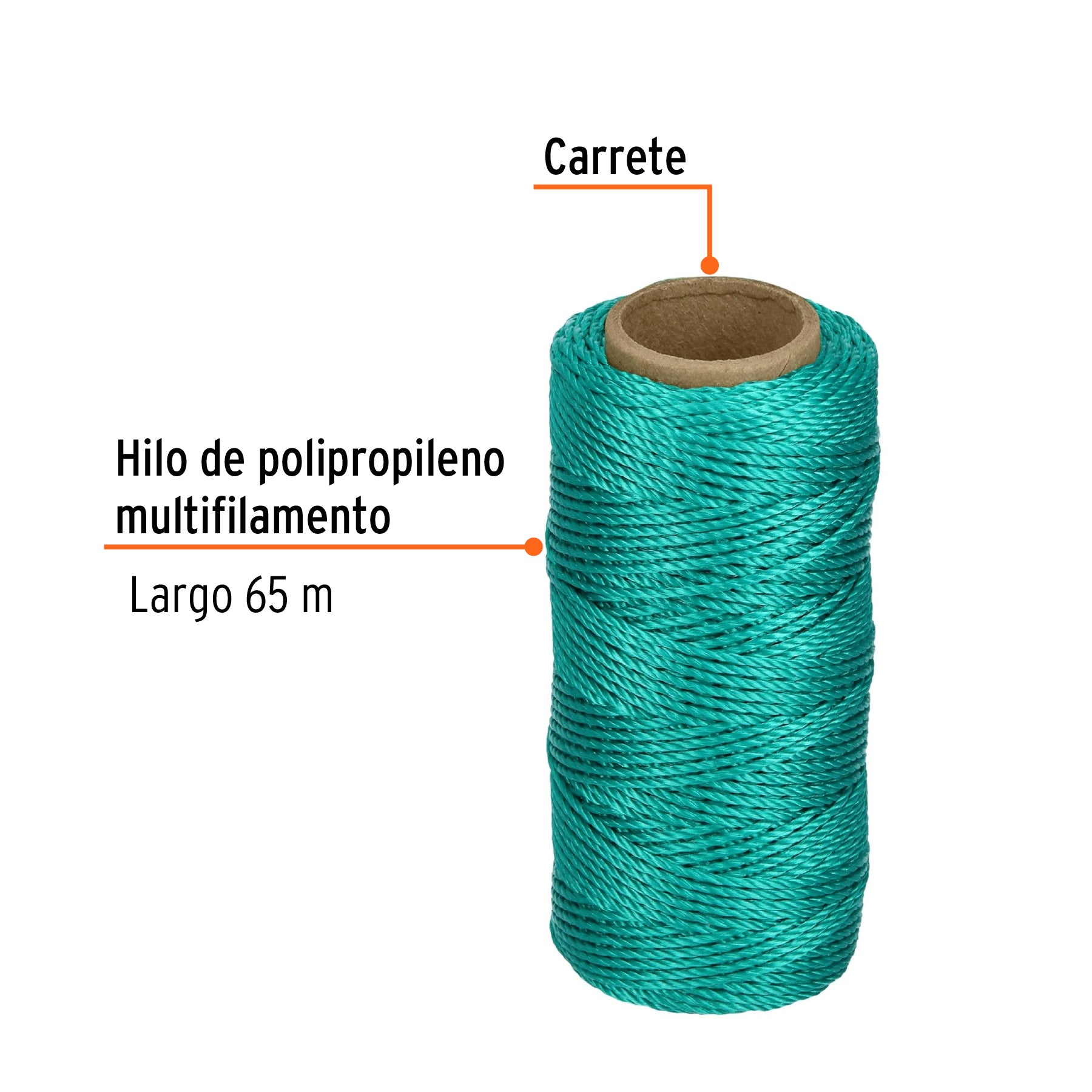 Carrete con 65 m de hilo para albañil verde, TRUPER