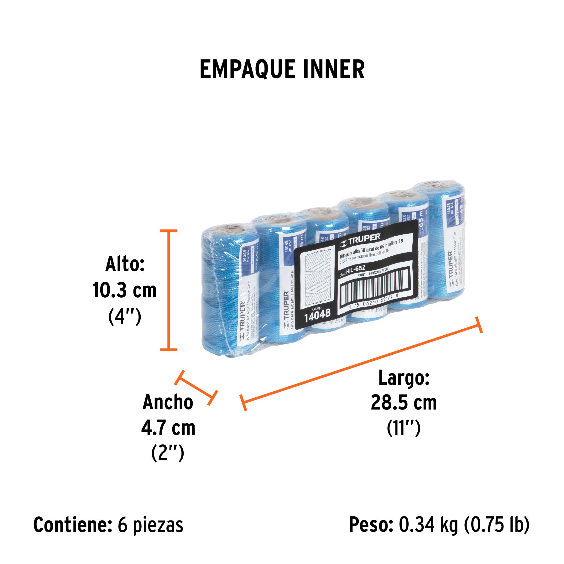 Carrete con 65 m de hilo para albañil azul, TRUPER - Empaque