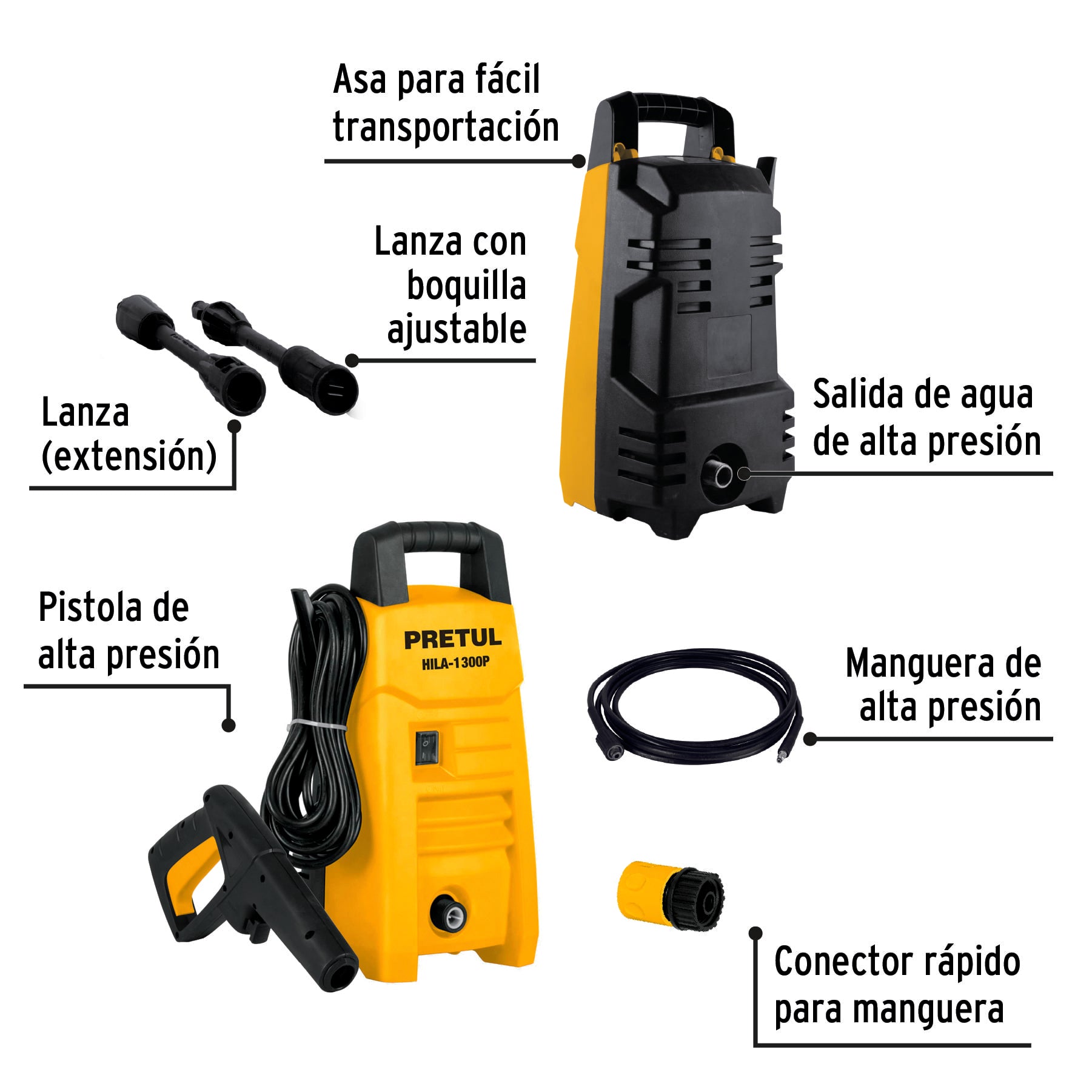 Hidrolavadora eléctrica 1300 PSI, PRETUL