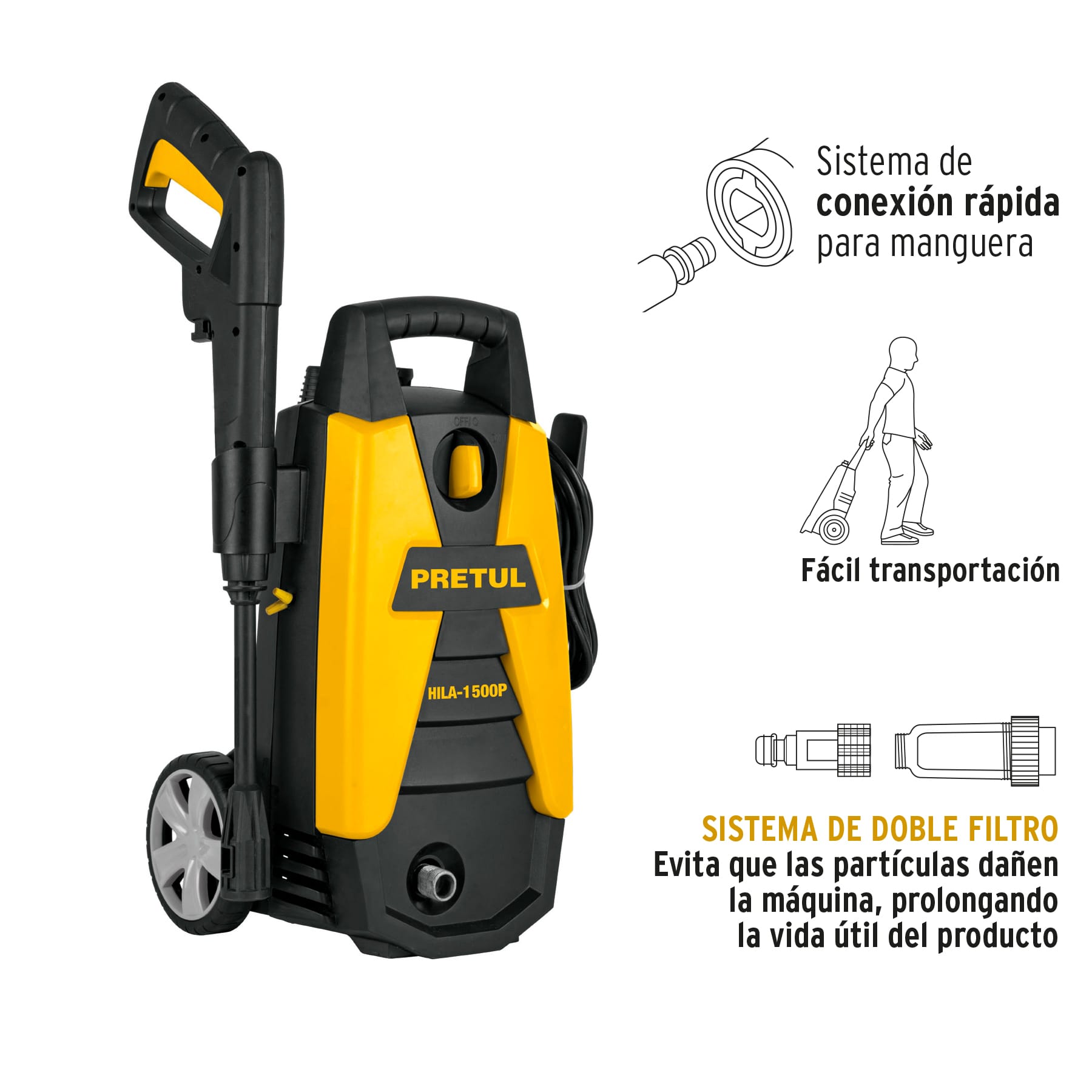 Hidrolavadora eléctrica 1500 PSI, PRETUL