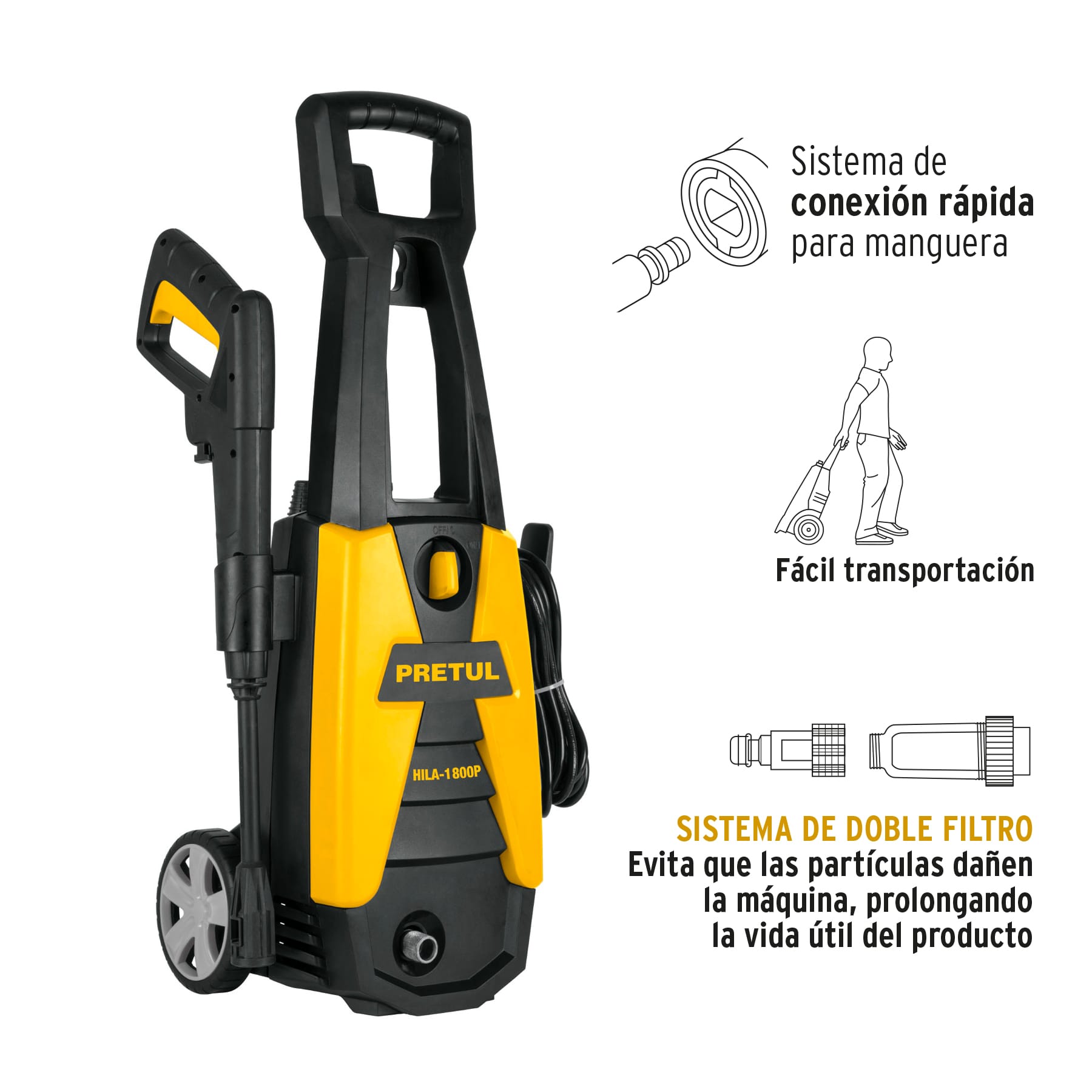 Hidrolavadora eléctrica, 1800 PSI, PRETUL