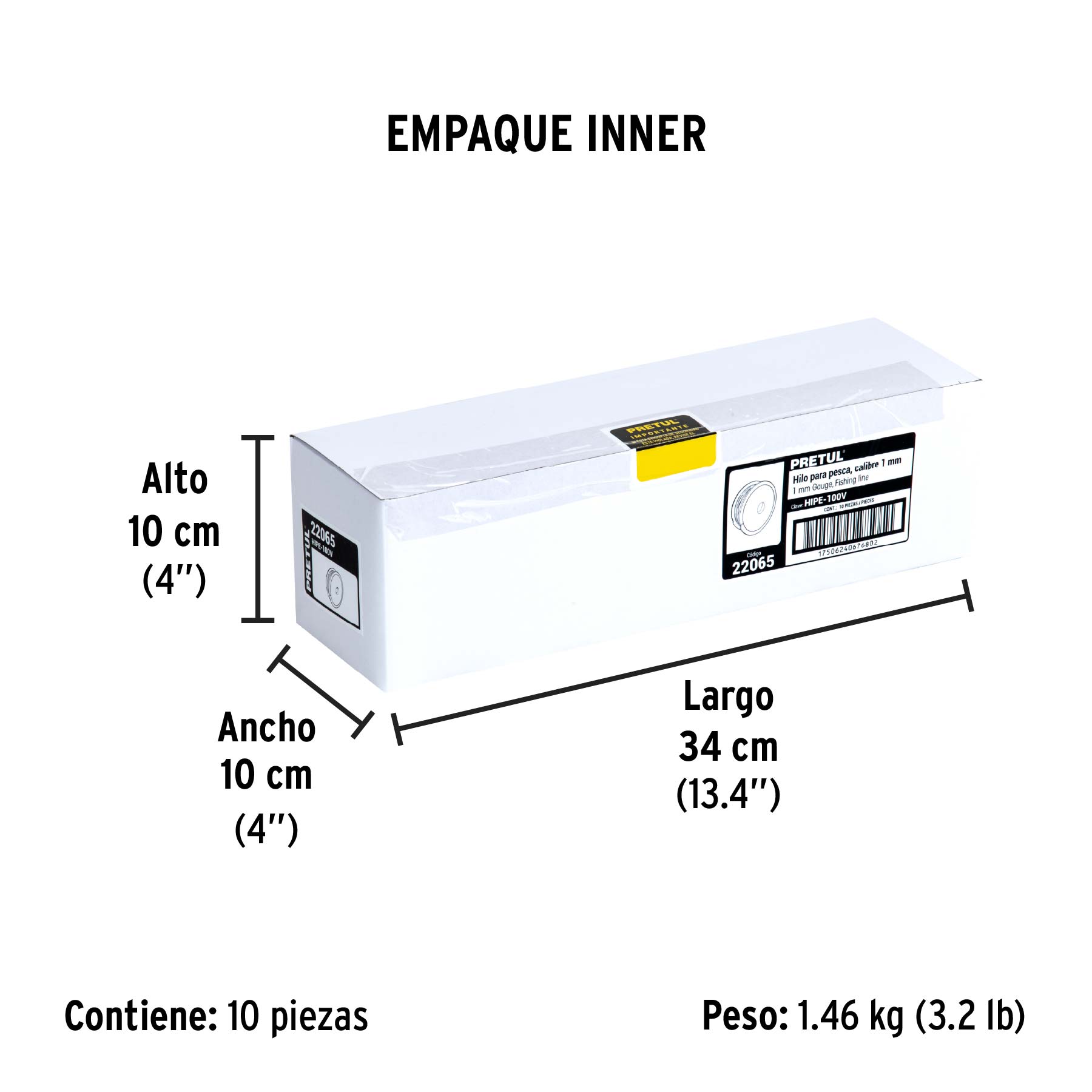 Carrete con 100 m de hilo para pesca verde calibre 1.00 mm - Empaque