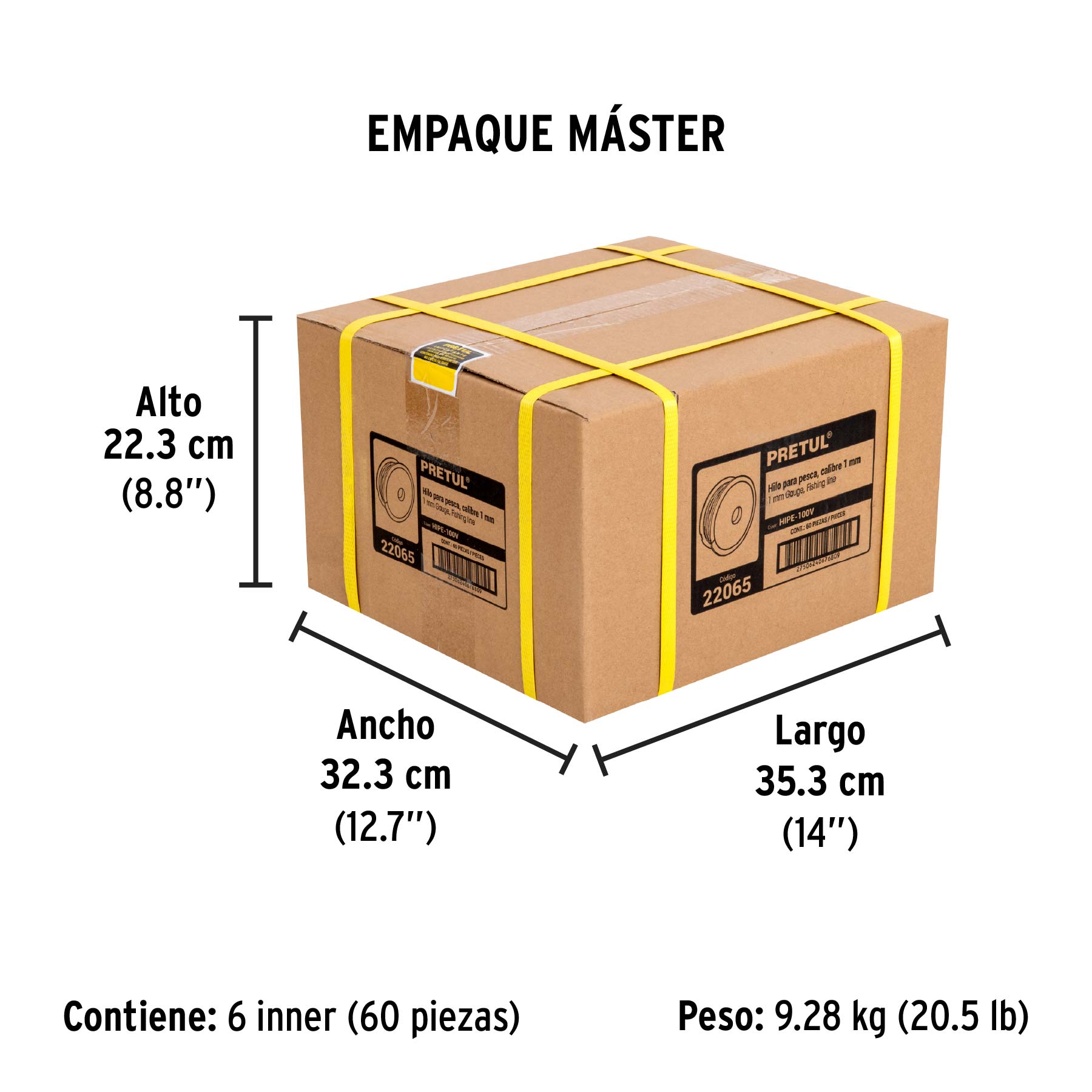 Carrete con 100 m de hilo para pesca verde calibre 1.00 mm - Empaque