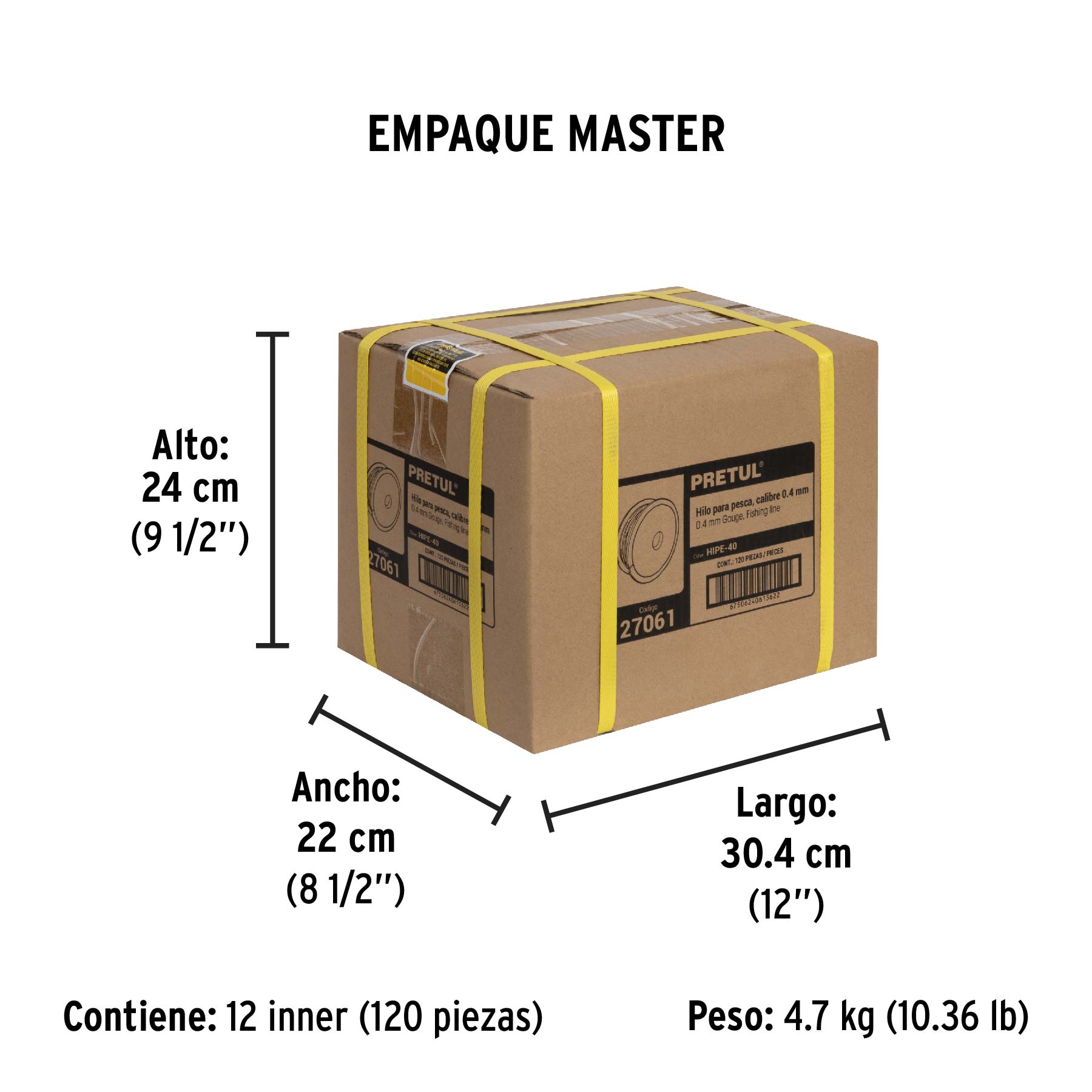 Carrete con 100 m de hilo para pesca azul calibre 0.40 mm - Empaque