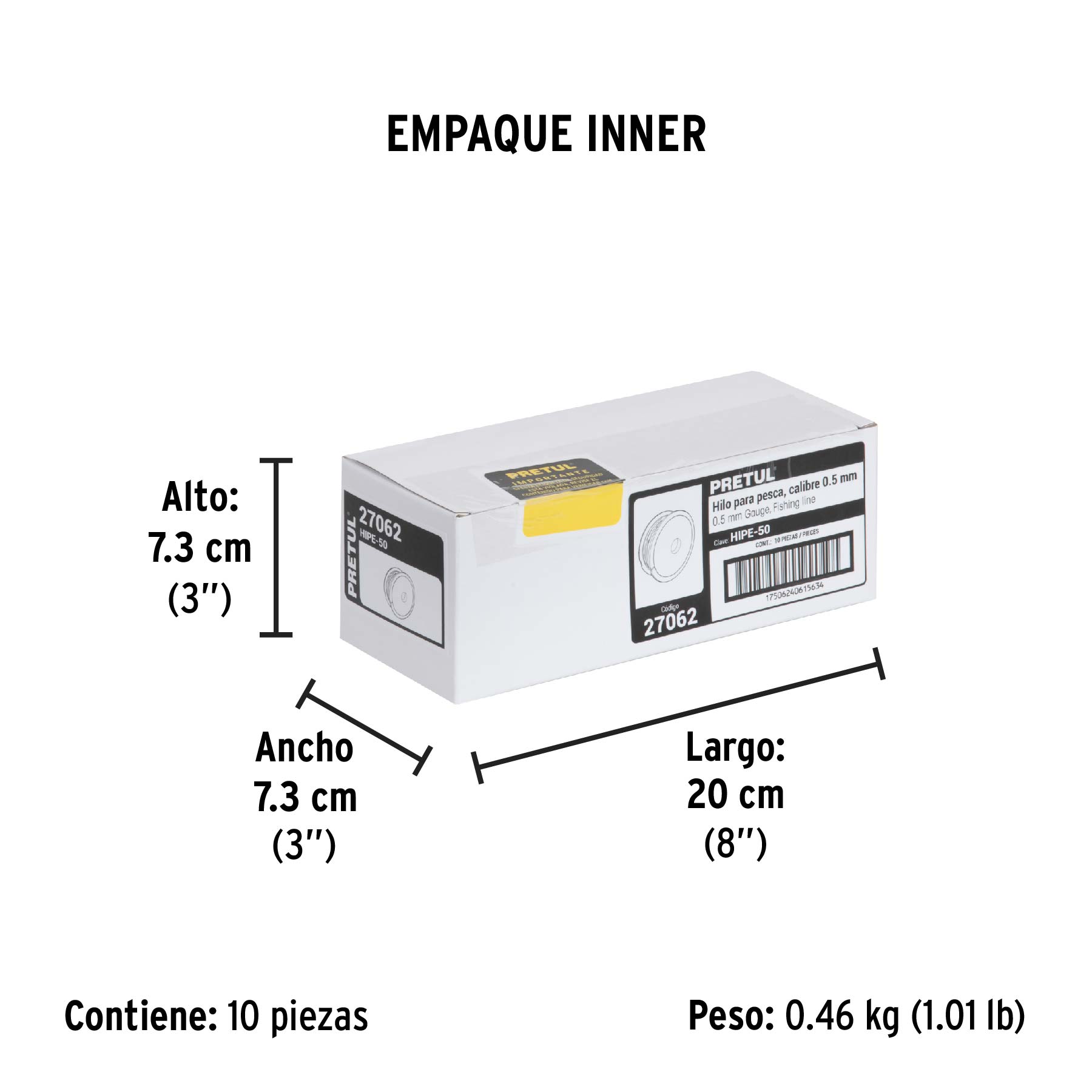 Carrete con 100 m de hilo para pesca azul calibre 0.50 mm - Empaque