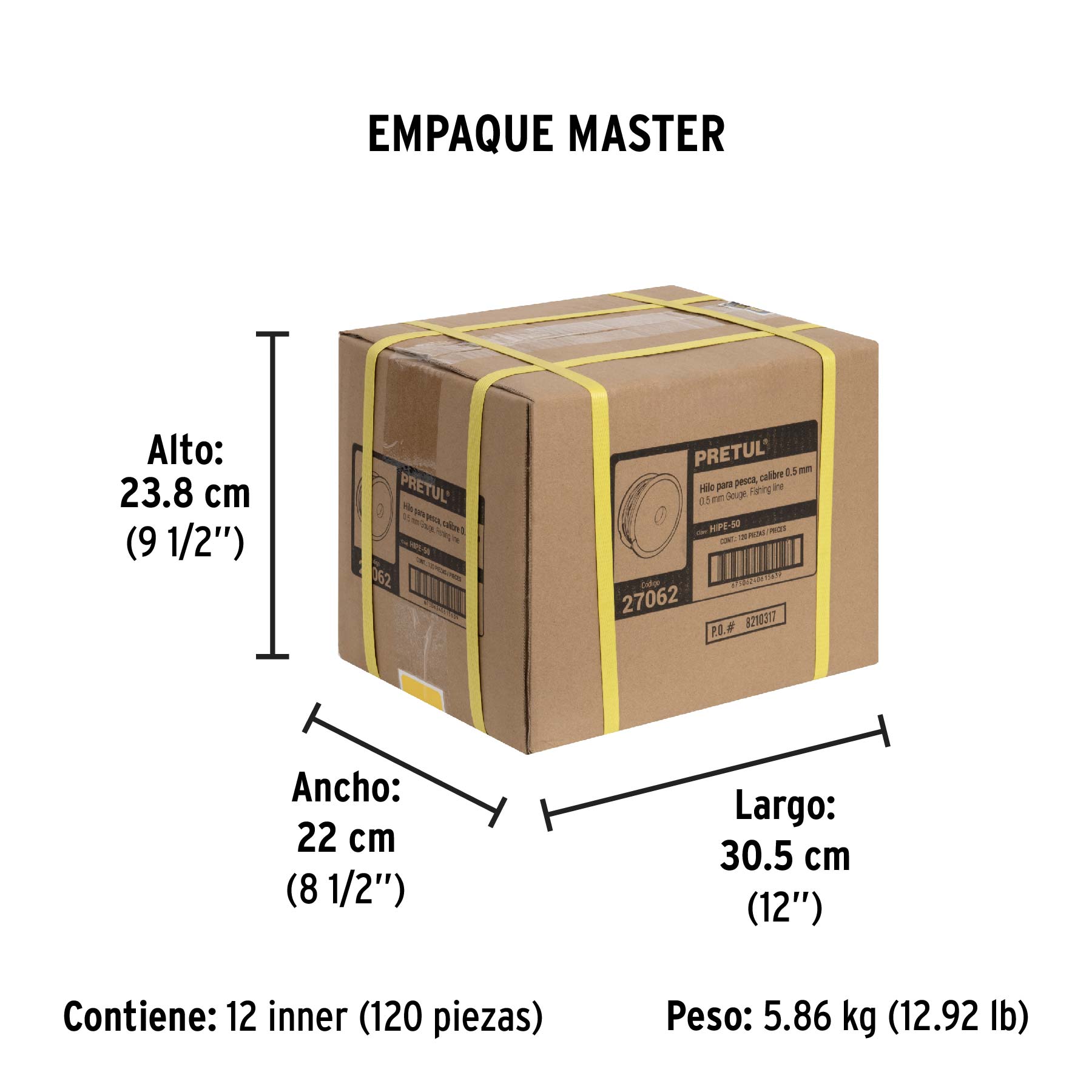 Carrete con 100 m de hilo para pesca azul calibre 0.50 mm - Empaque