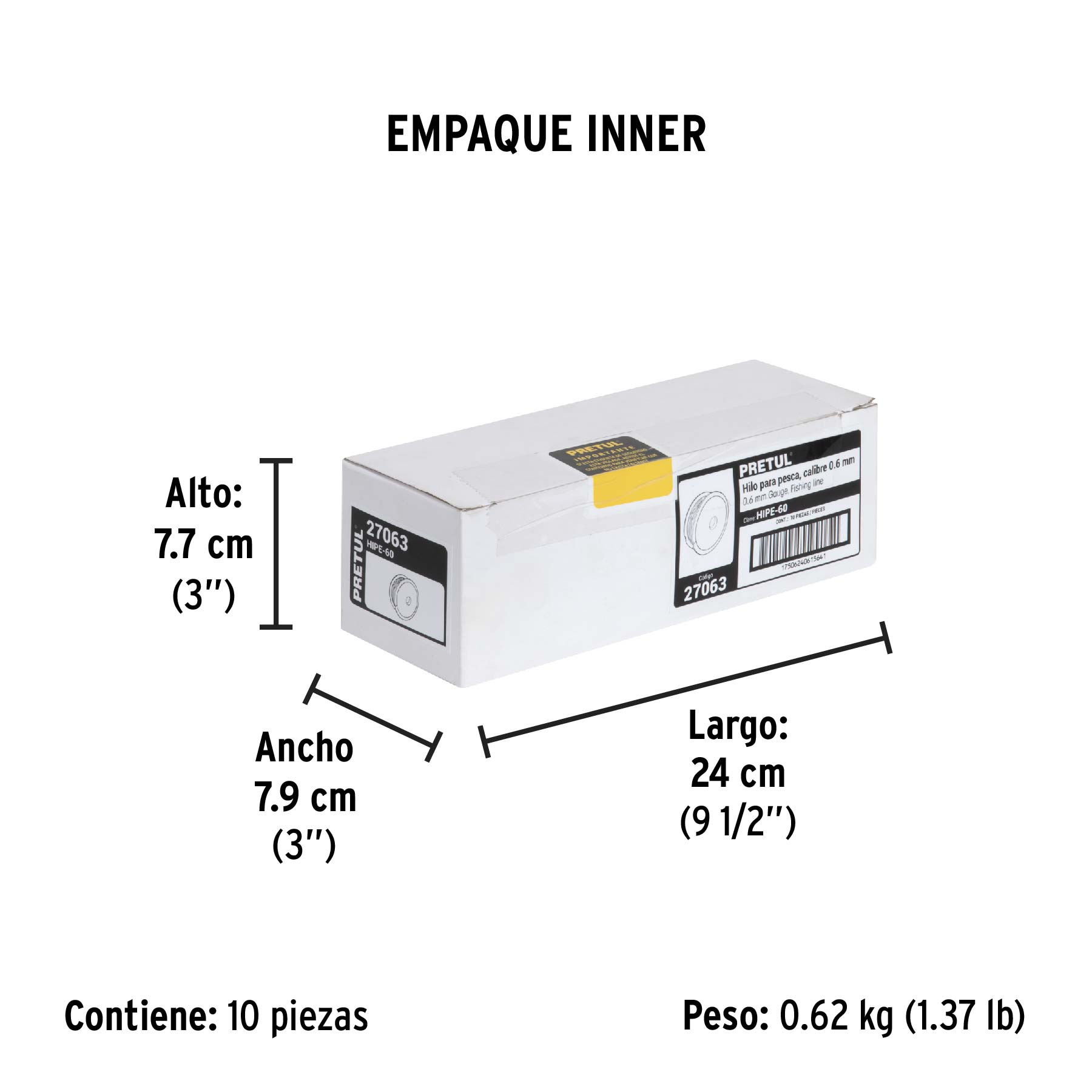 Carrete con 100 m de hilo para pesca azul calibre 0.60 mm - Empaque