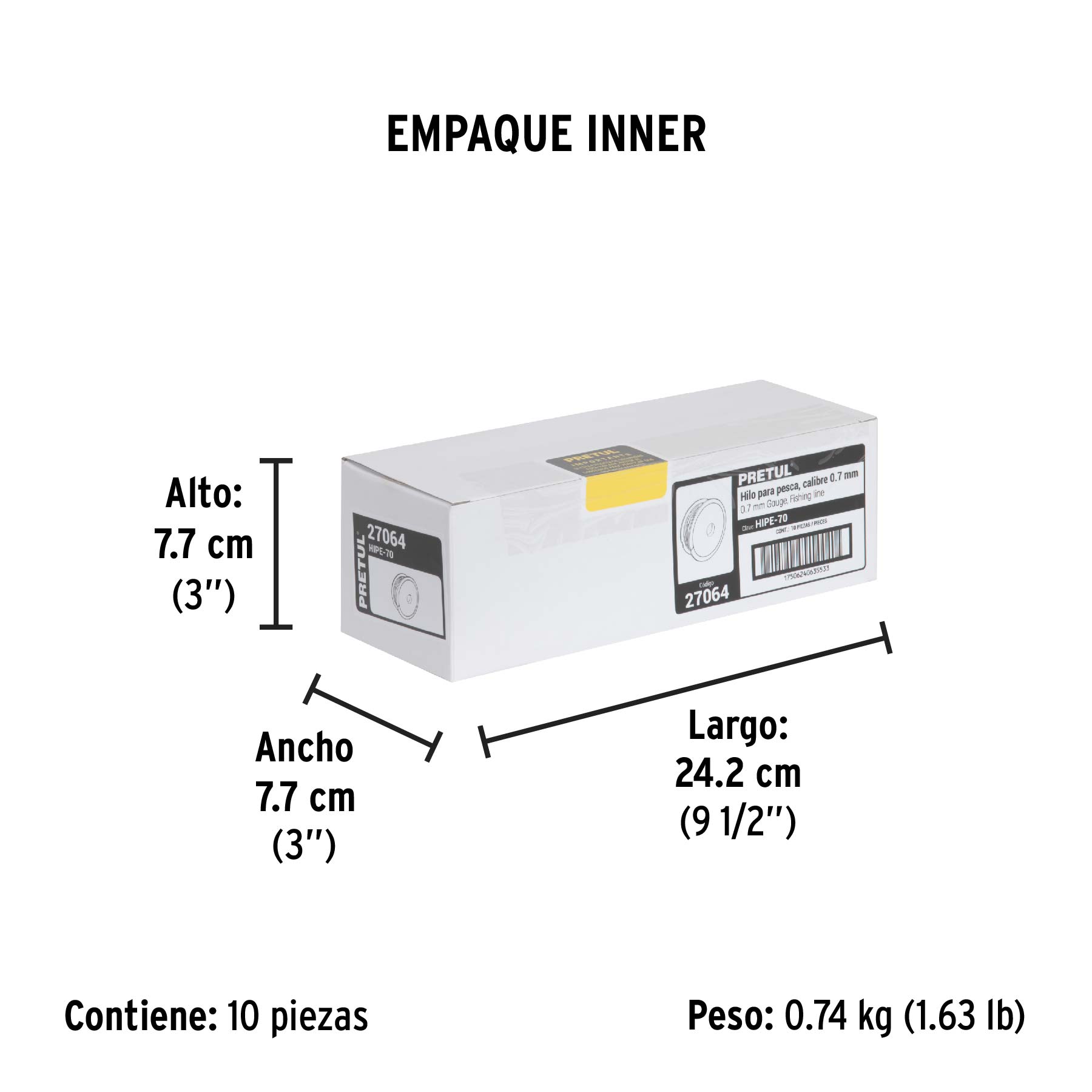 Carrete con 100 m de hilo para pesca azul calibre 0.70 mm - Empaque