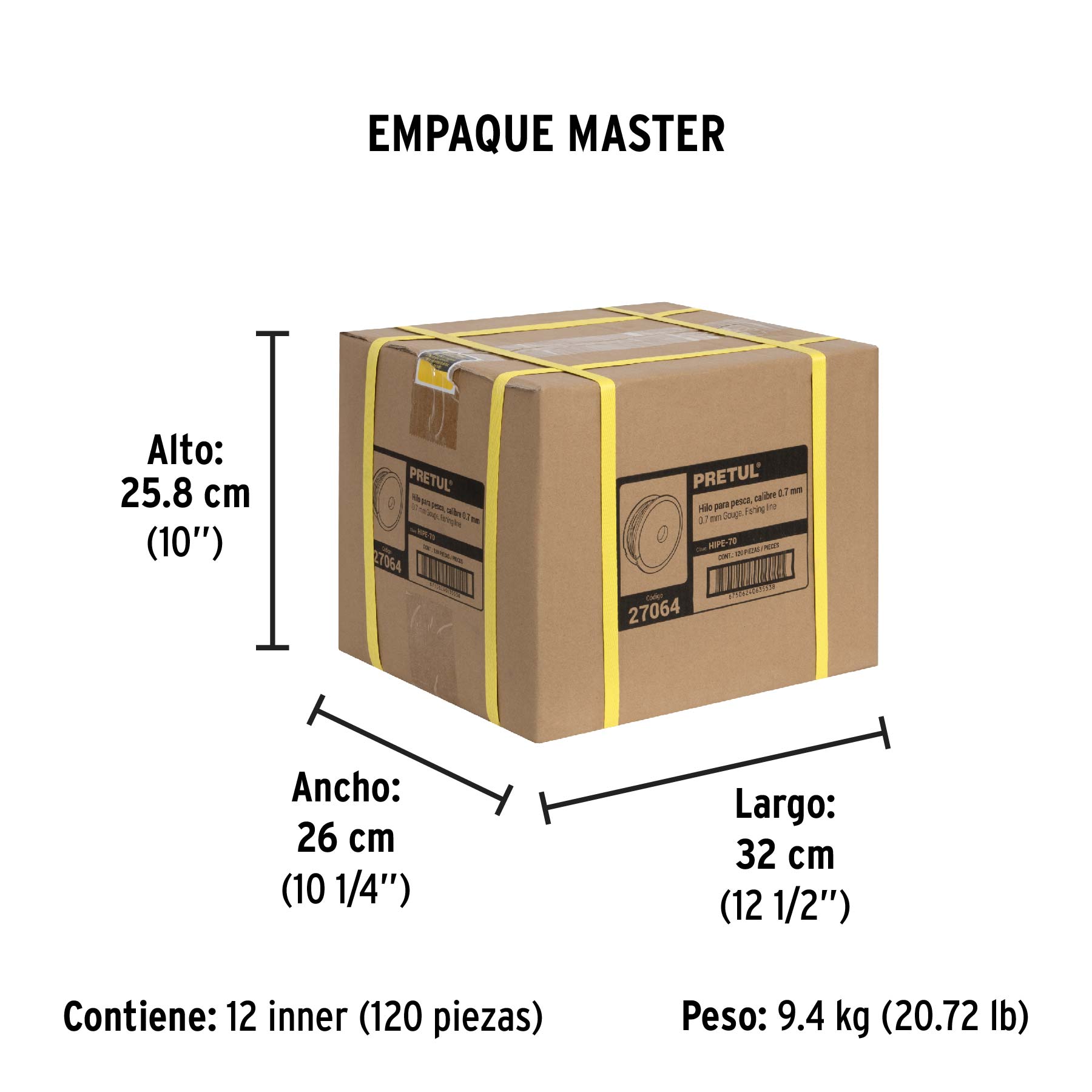 Carrete con 100 m de hilo para pesca azul calibre 0.70 mm - Empaque