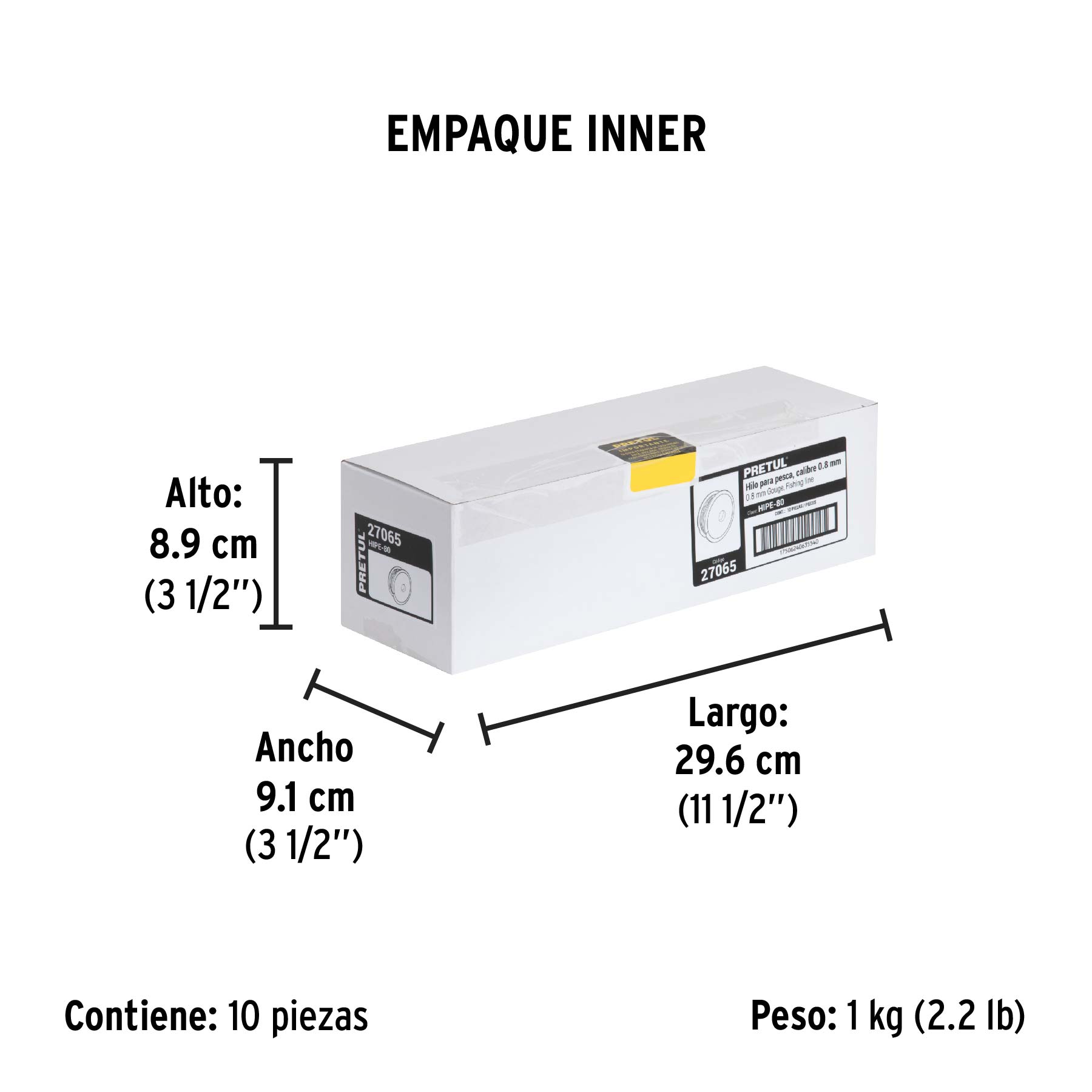 Carrete con 100 m de hilo para pesca azul calibre 0.80 mm - Empaque