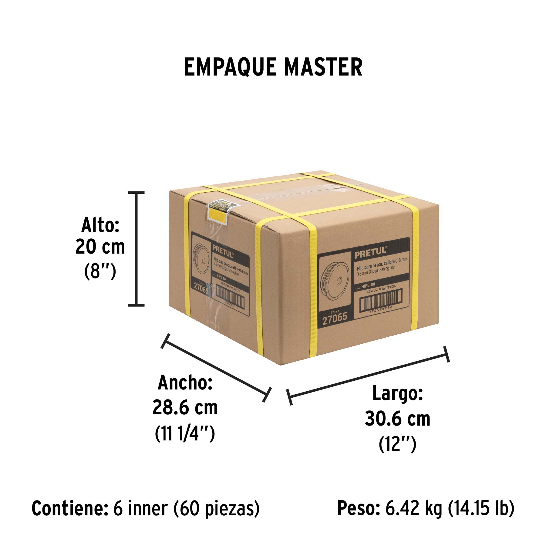 Carrete con 100 m de hilo para pesca azul calibre 0.80 mm - Empaque