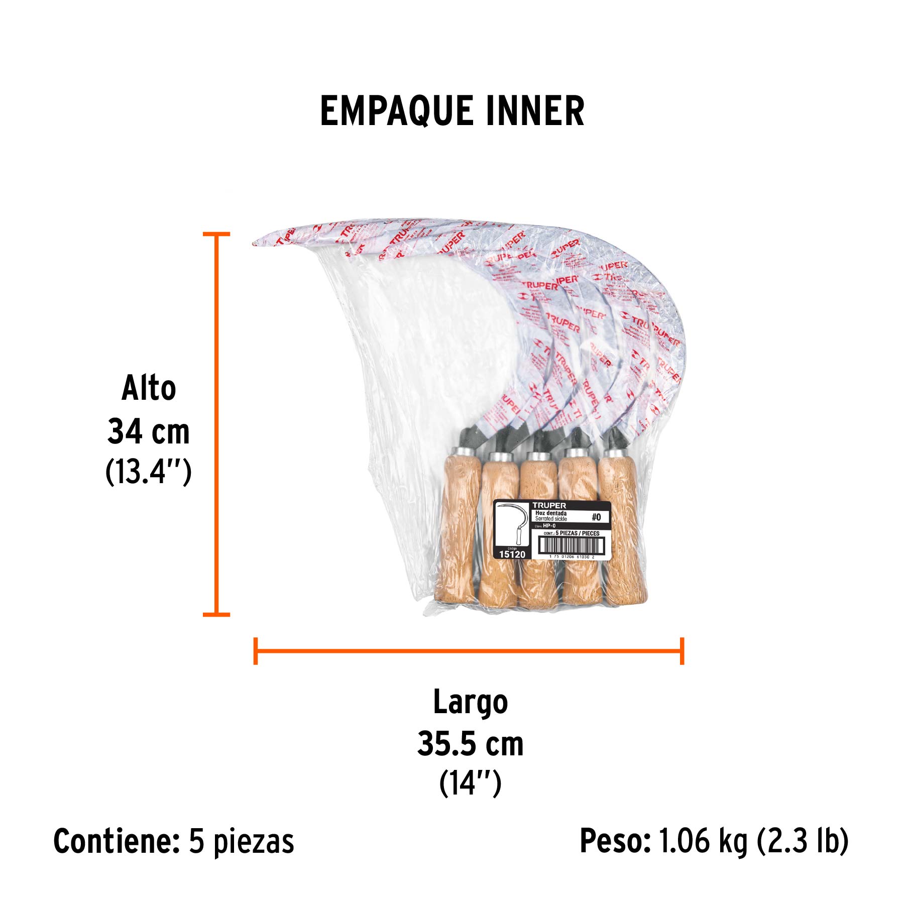 Hoz dentada 0, 16", TRUPER - Empaque