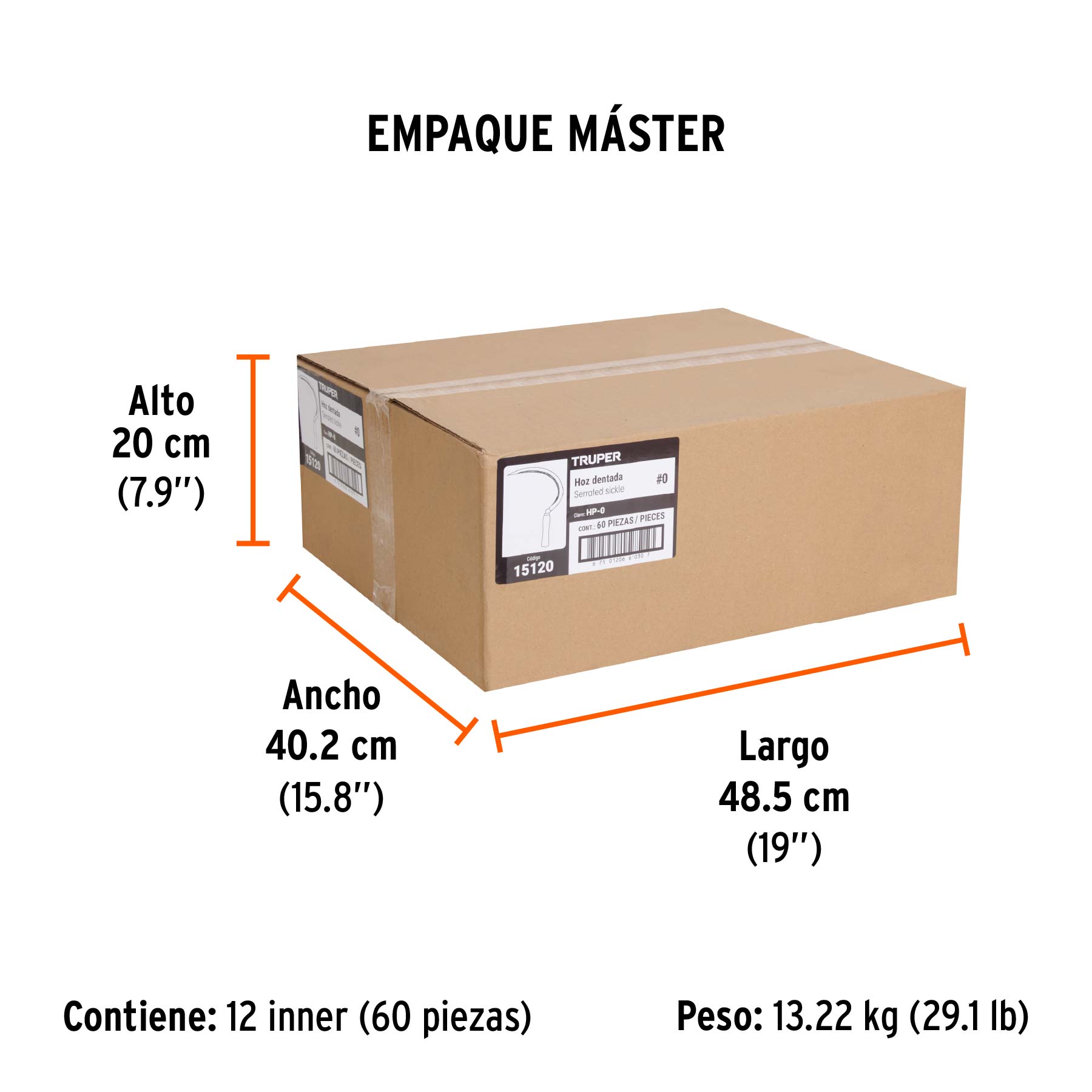 Hoz dentada 0, 16", TRUPER - Empaque