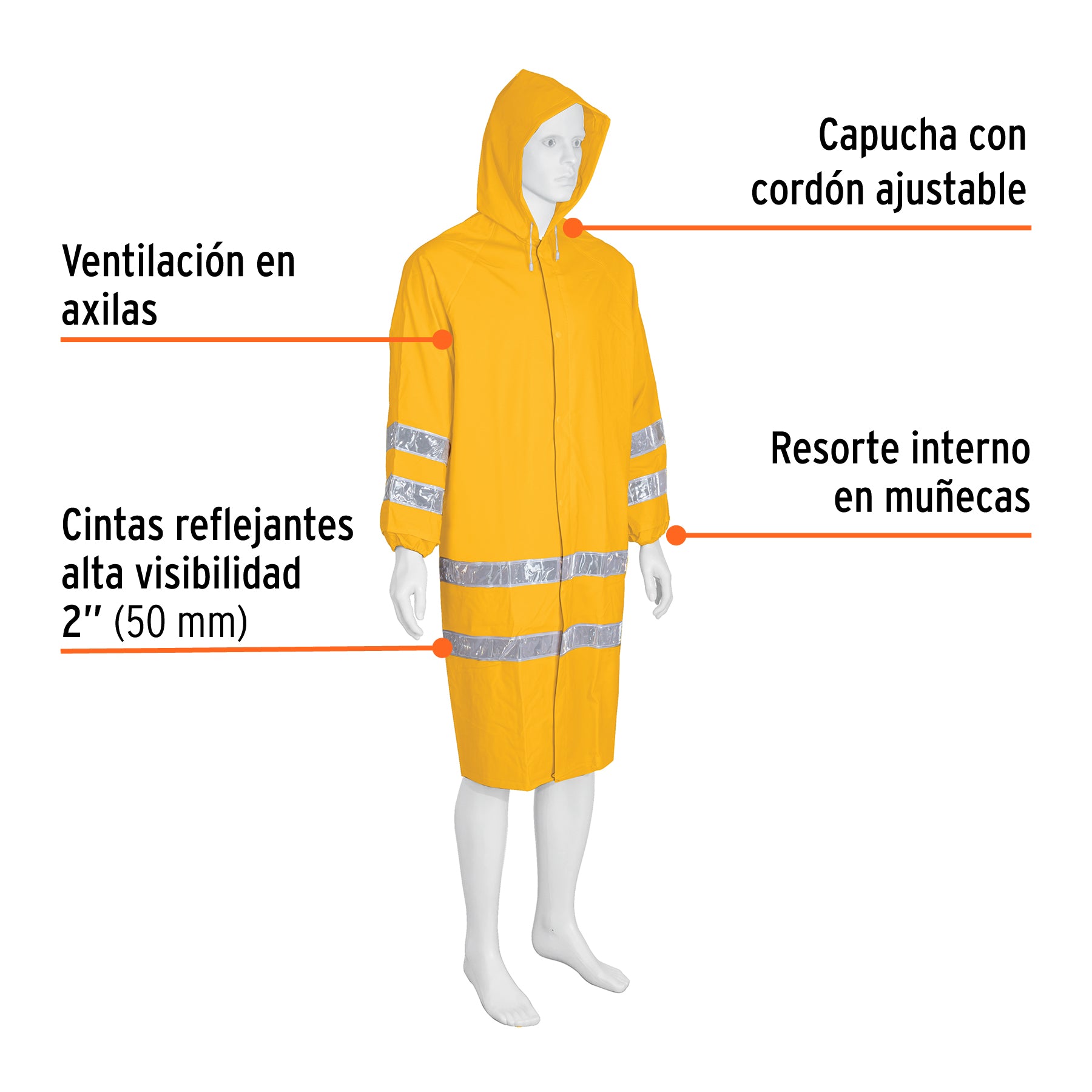 Gabardina impermeable doble capa con reflejante, G, TRUPER