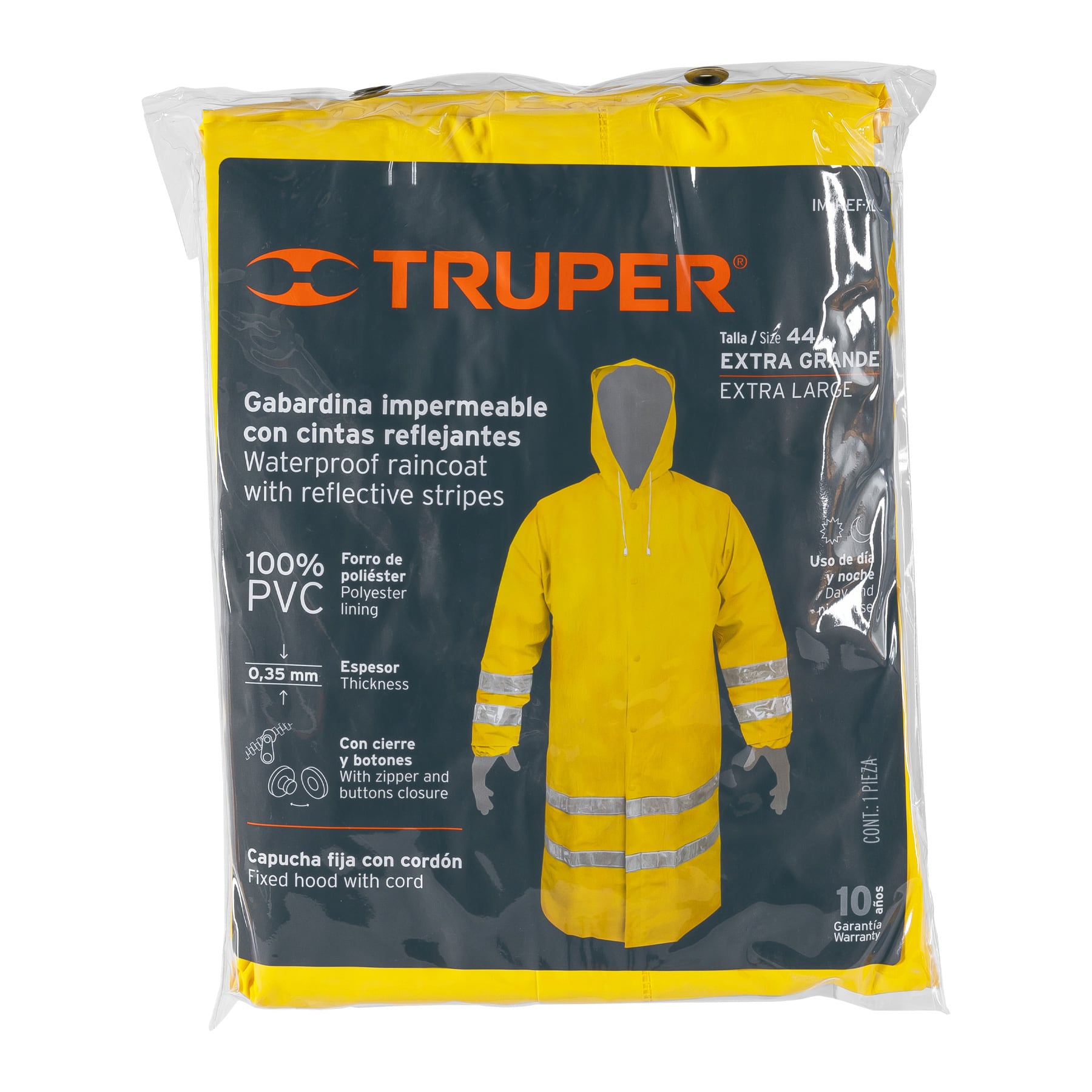 Gabardina impermeable doble capa con reflejante, XG, TRUPER