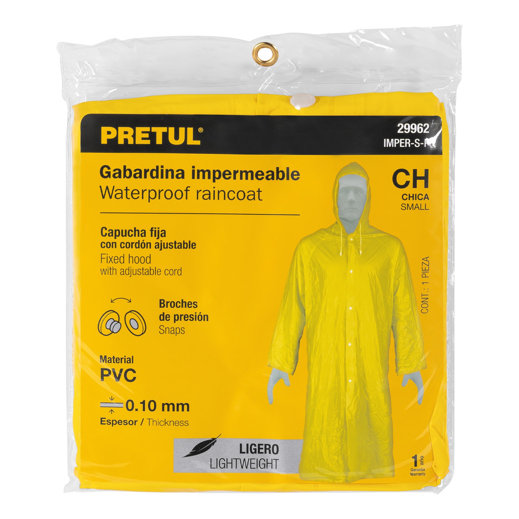 Gabardina impermeable ligera de PVC, talla CH, PRETUL