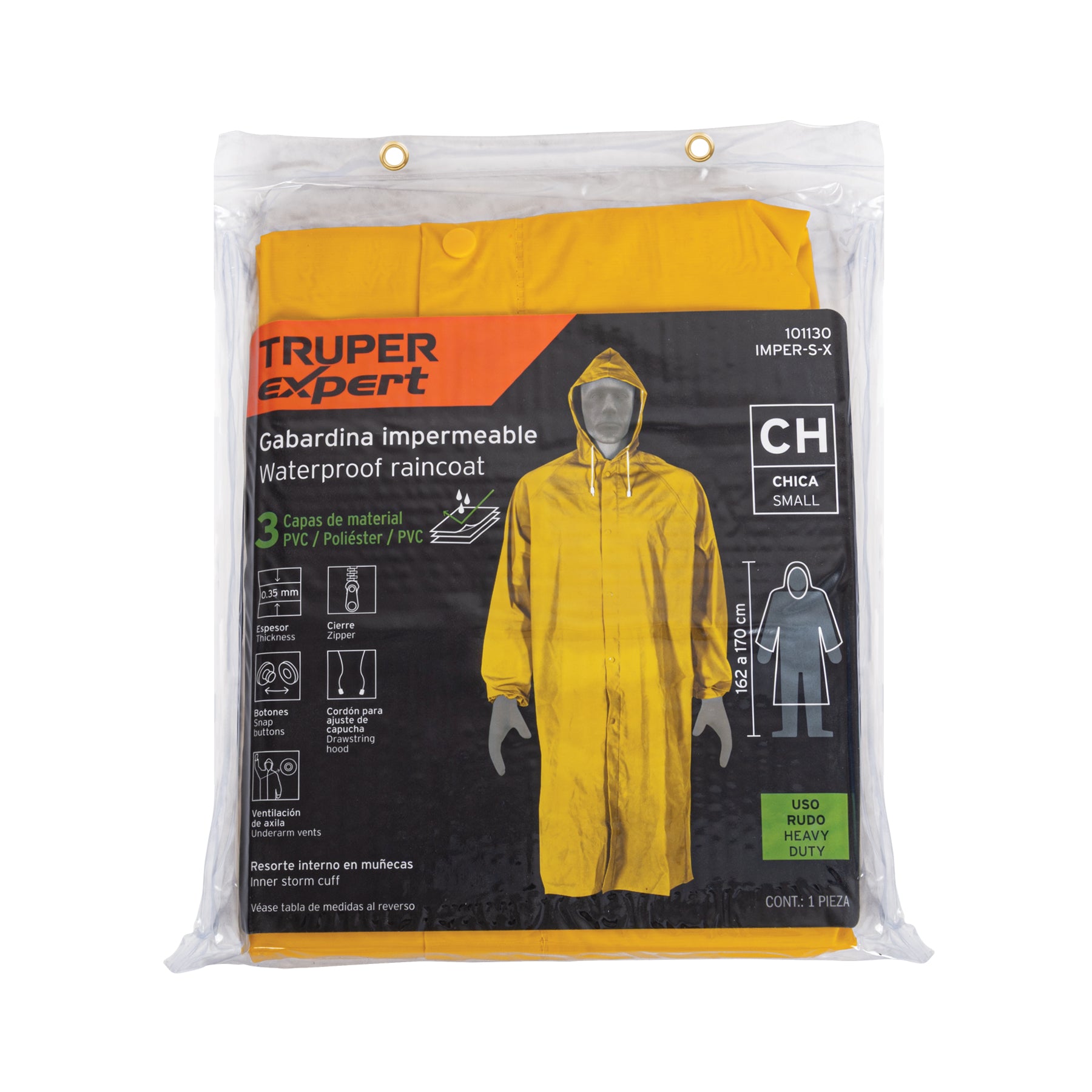 Gabardina impermeable triple capa, talla CH, TRUPER EXPERT