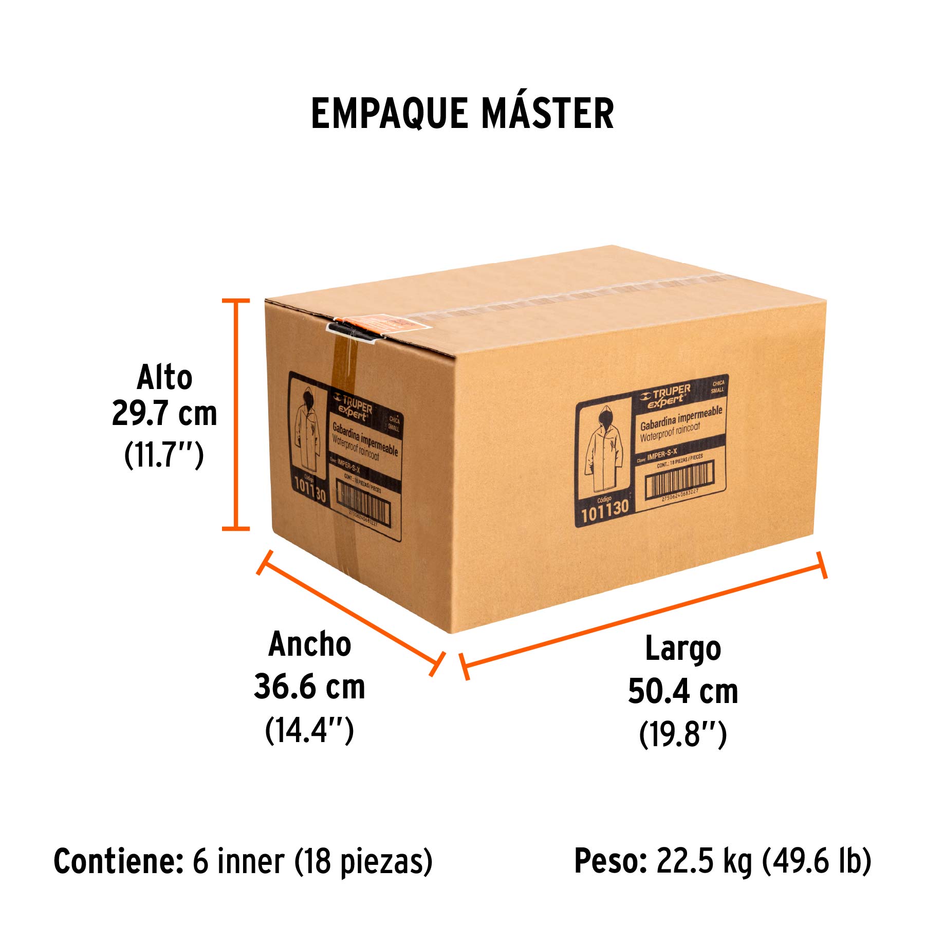 Gabardina impermeable triple capa, talla CH, TRUPER EXPERT - Empaque