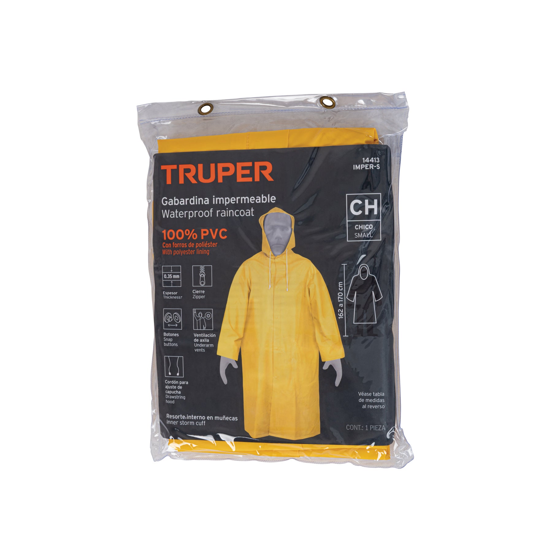 Gabardina impermeable doble capa, talla CH, TRUPER