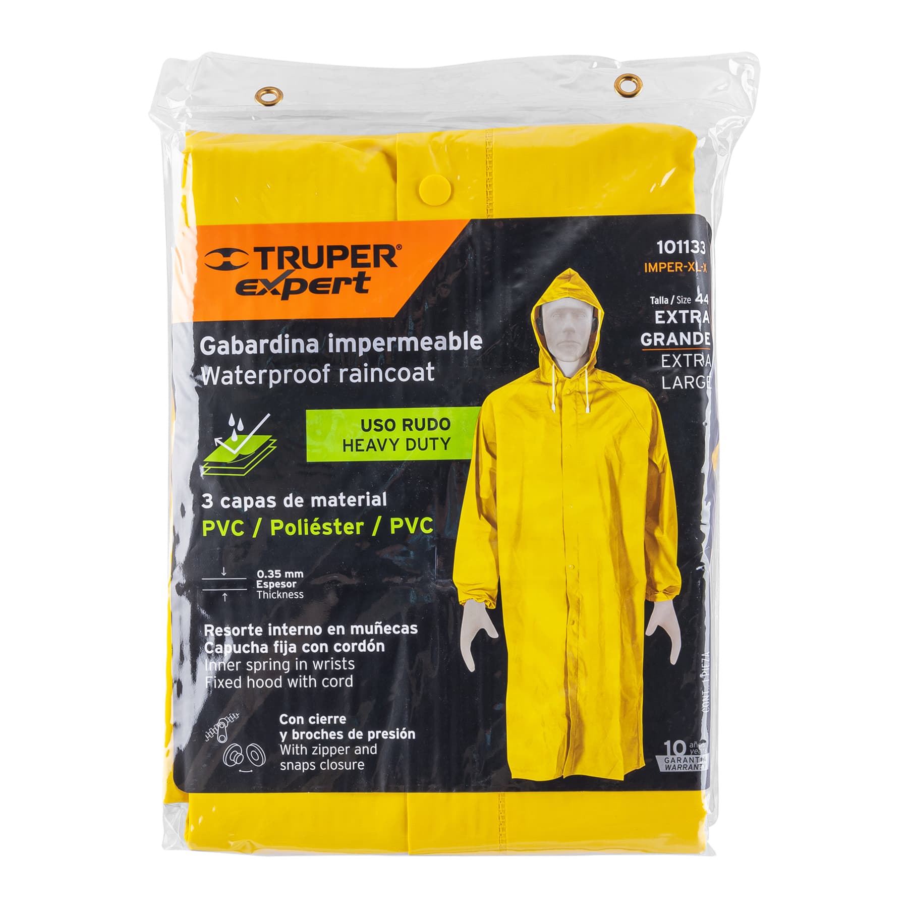 Gabardina impermeable triple capa, talla XG, TRUPER EXPERT