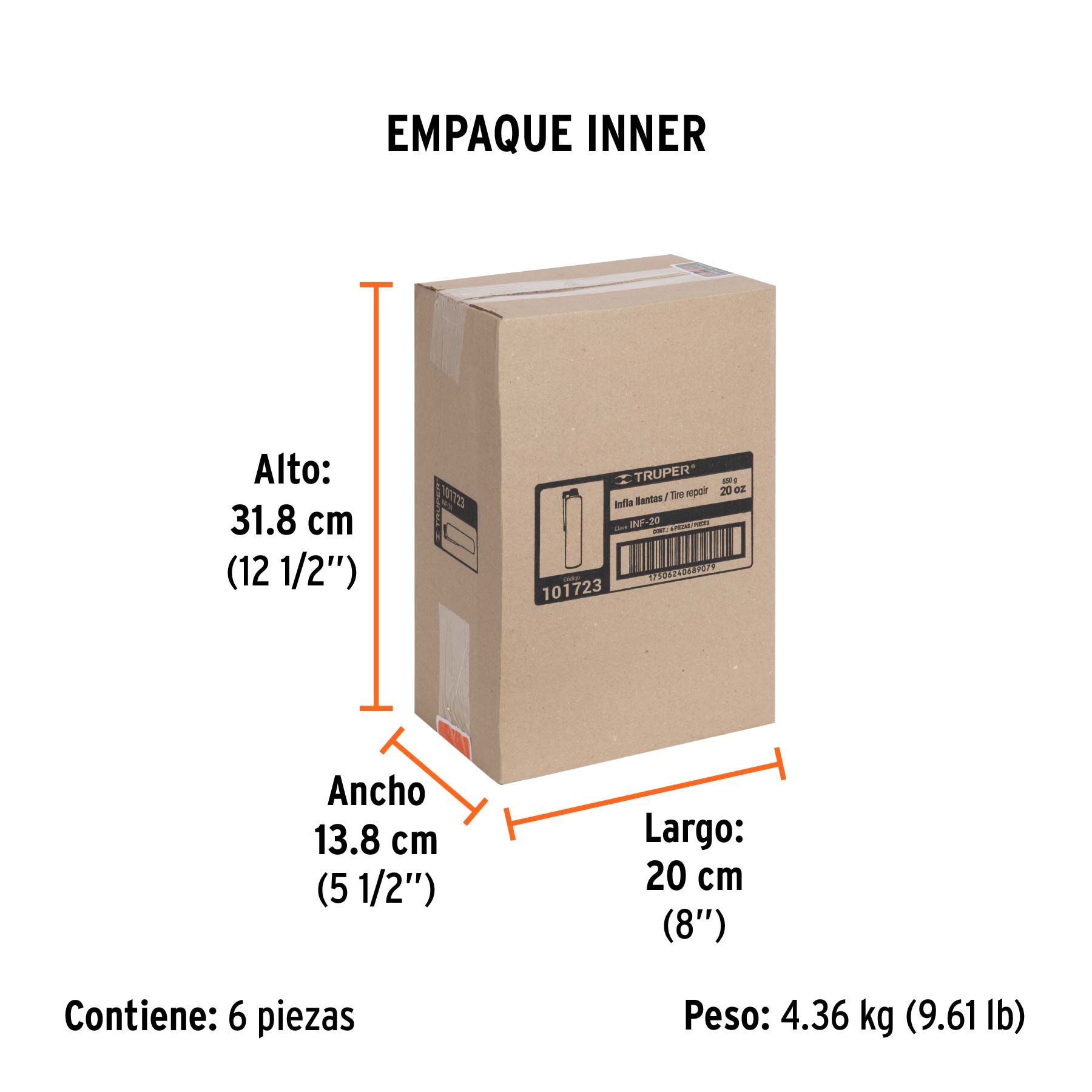 Inflallantas de 20 oz (550 g), TRUPER - Empaque