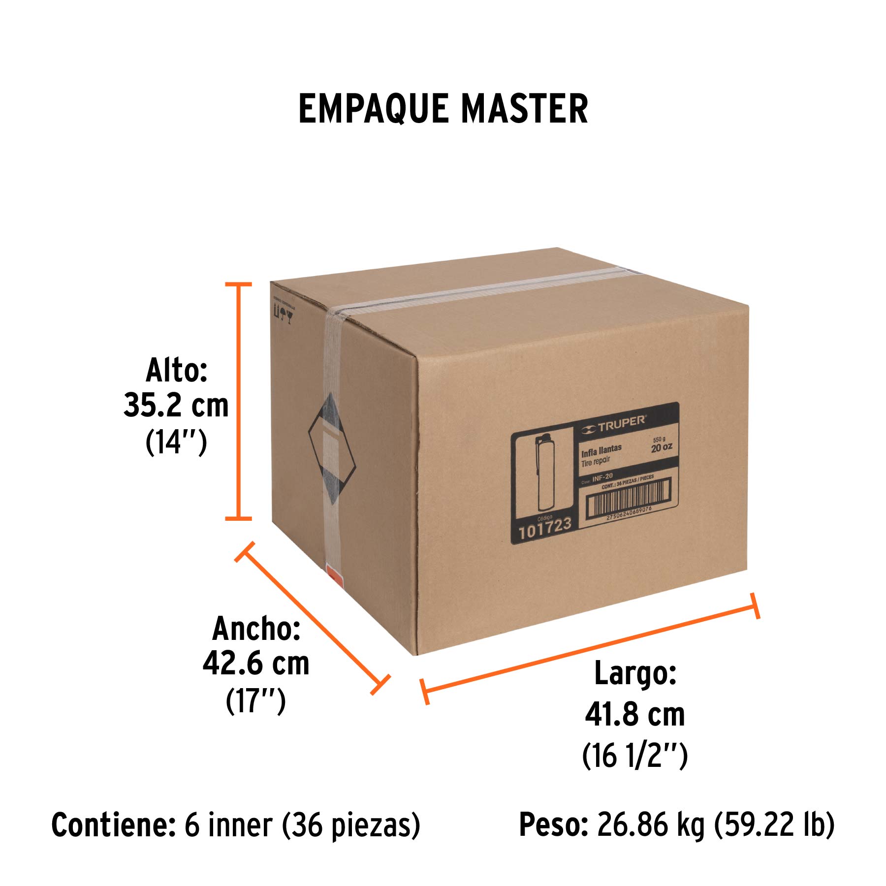 Inflallantas de 20 oz (550 g), TRUPER - Empaque