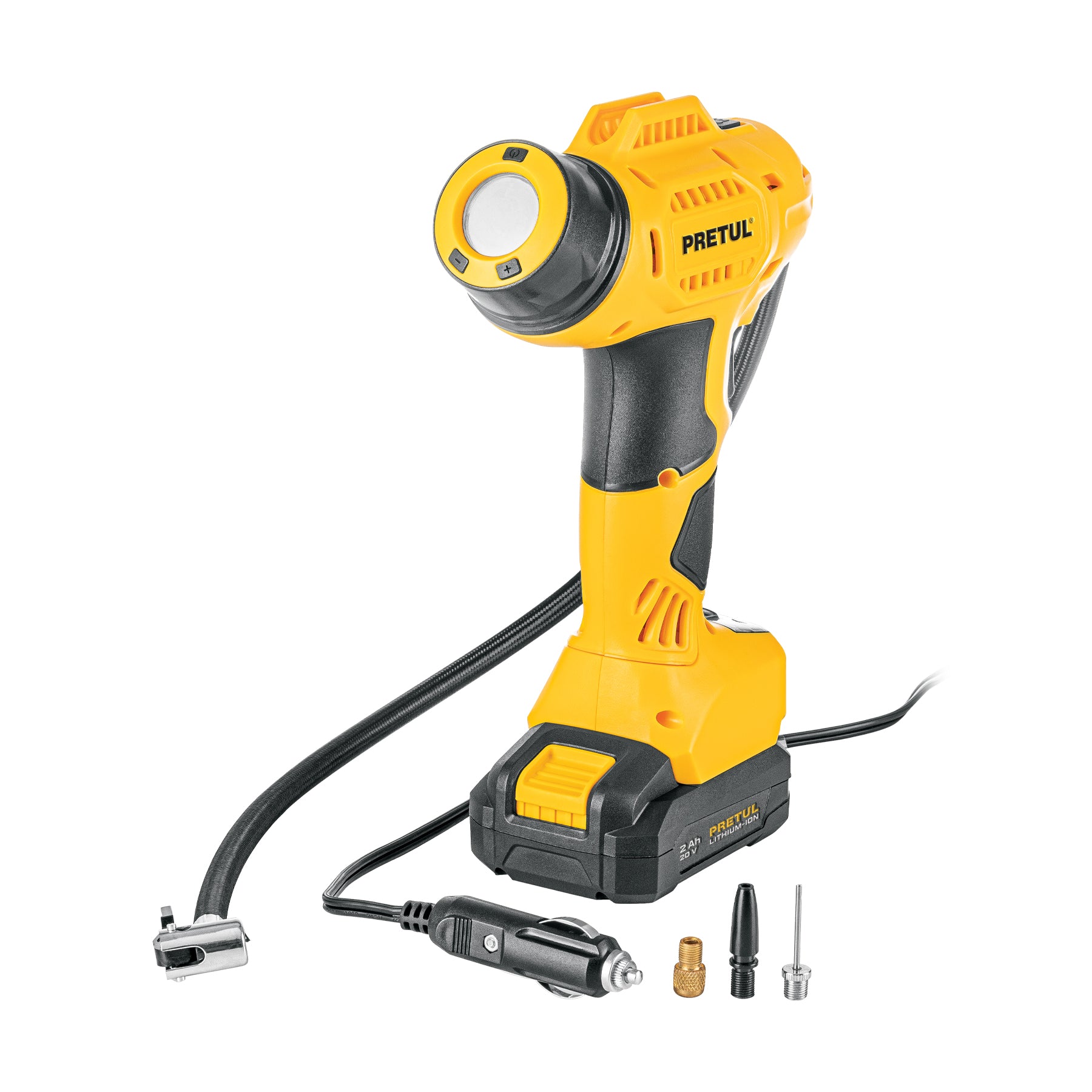 Inflador inalámbrico portátil, 20 V para auto, PRETUL