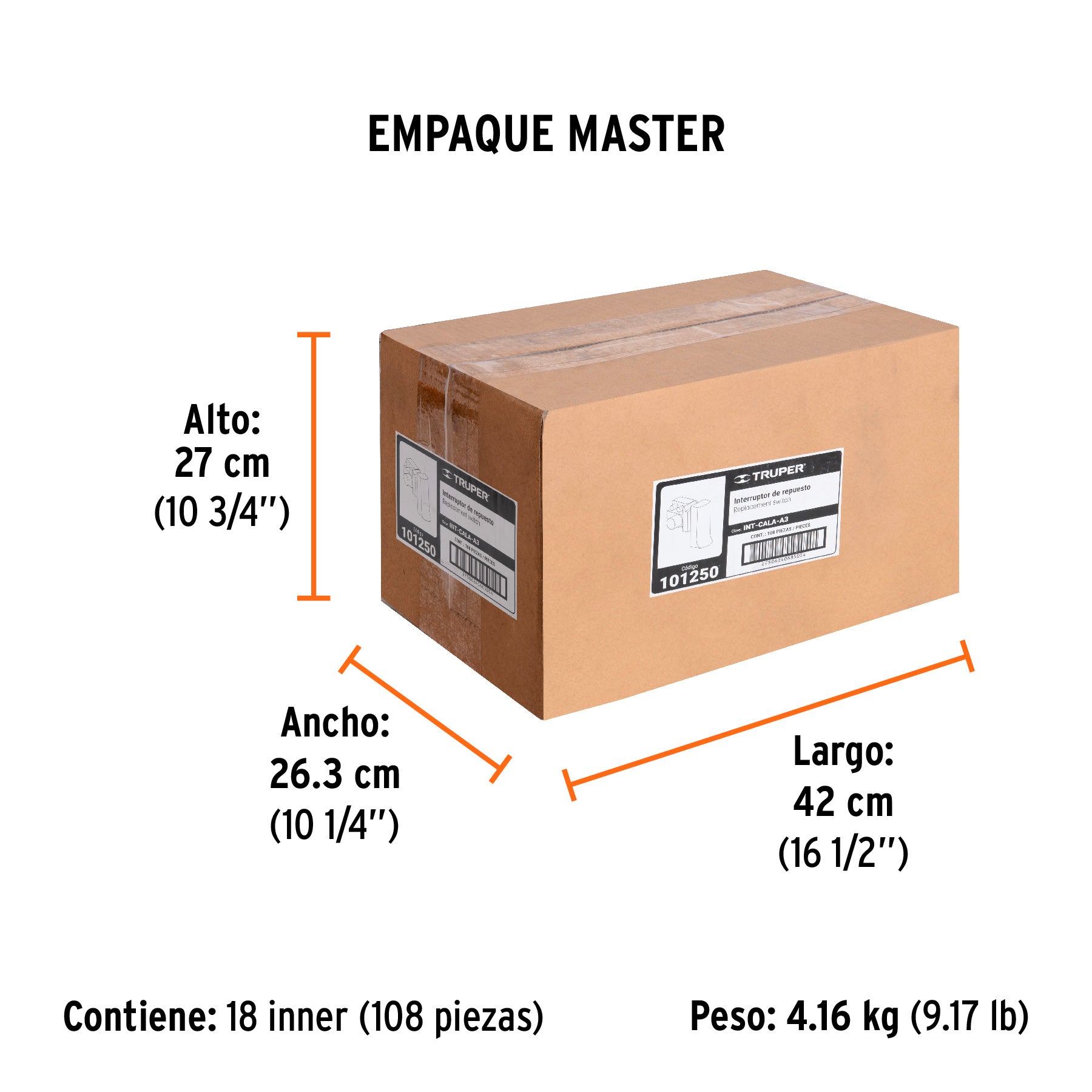 Interruptor de repuesto para CALA-A3, TRUPER - Empaque