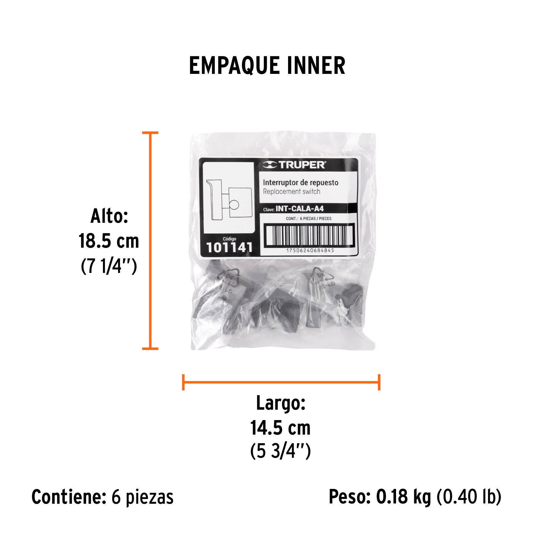 Interruptor de repuesto para CALA-A4, TRUPER - Empaque