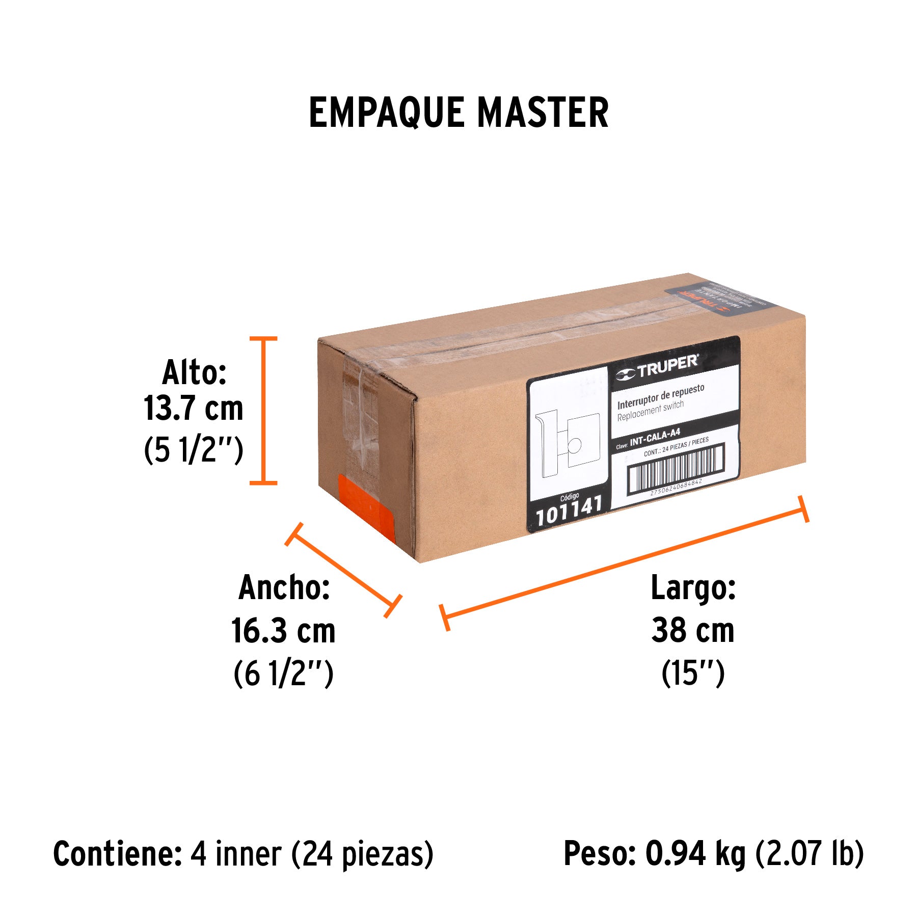 Interruptor de repuesto para CALA-A4, TRUPER - Empaque