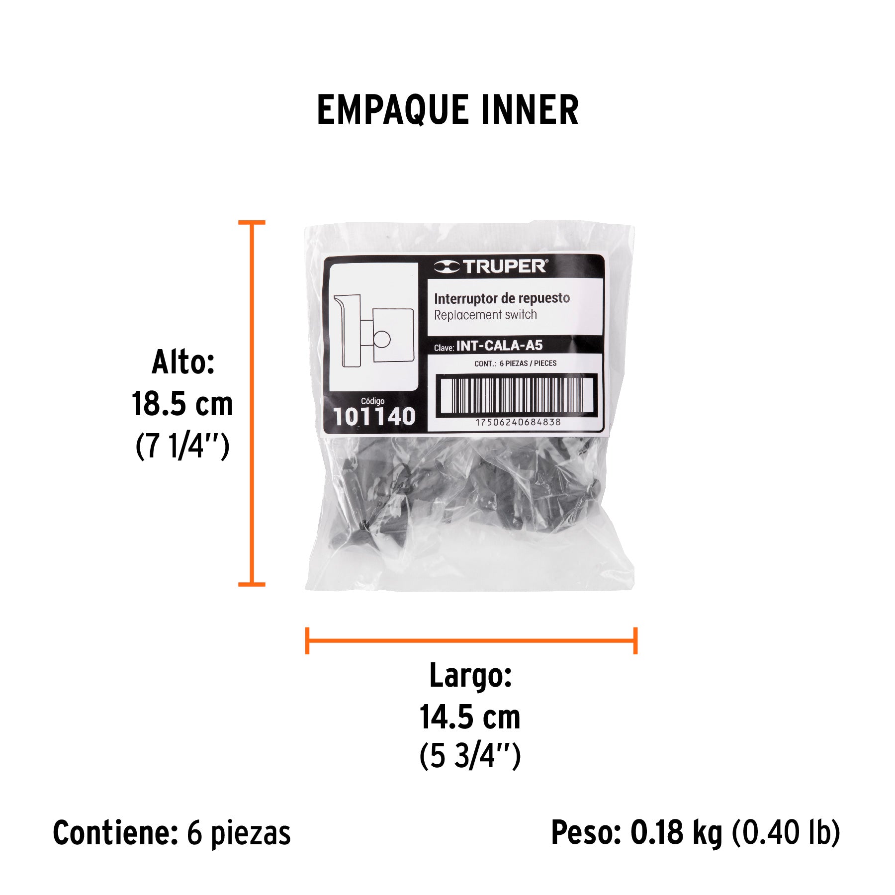 Interruptor de repuesto para CALA-A5, TRUPER - Empaque