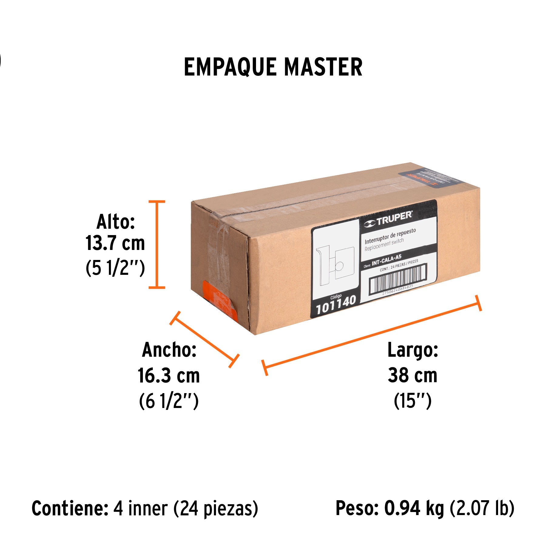 Interruptor de repuesto para CALA-A5, TRUPER - Empaque